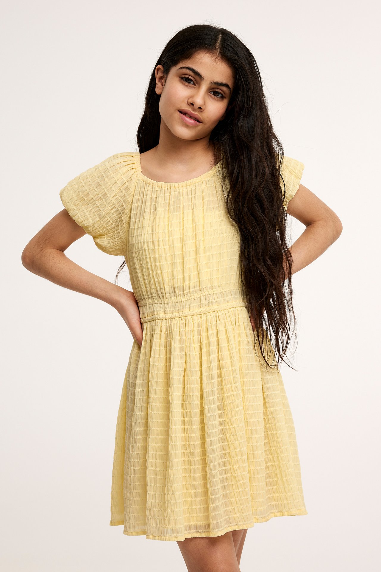 Sukienka z krótkimi rękawami - Żółty - 3
