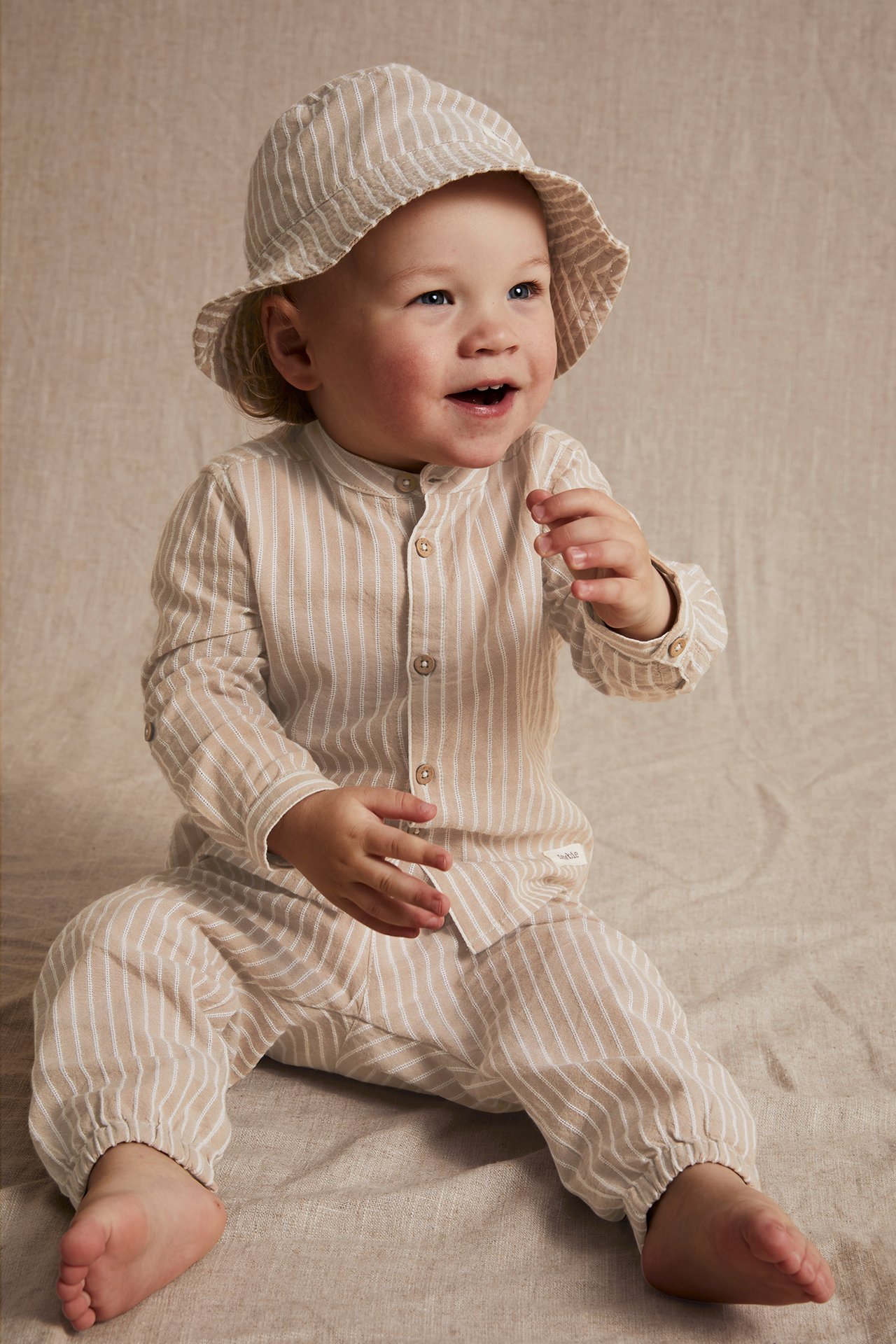 Randig babyskjorta - Beige - 2