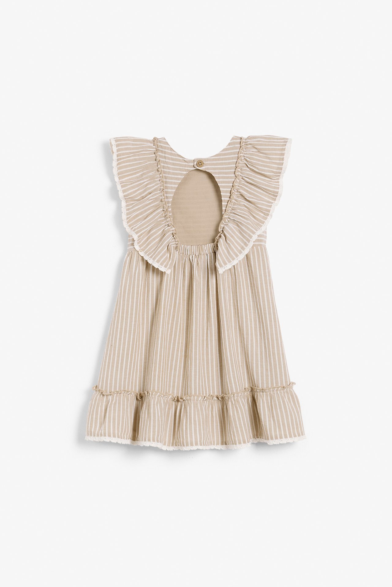 Klänning med volanger - Beige - 10