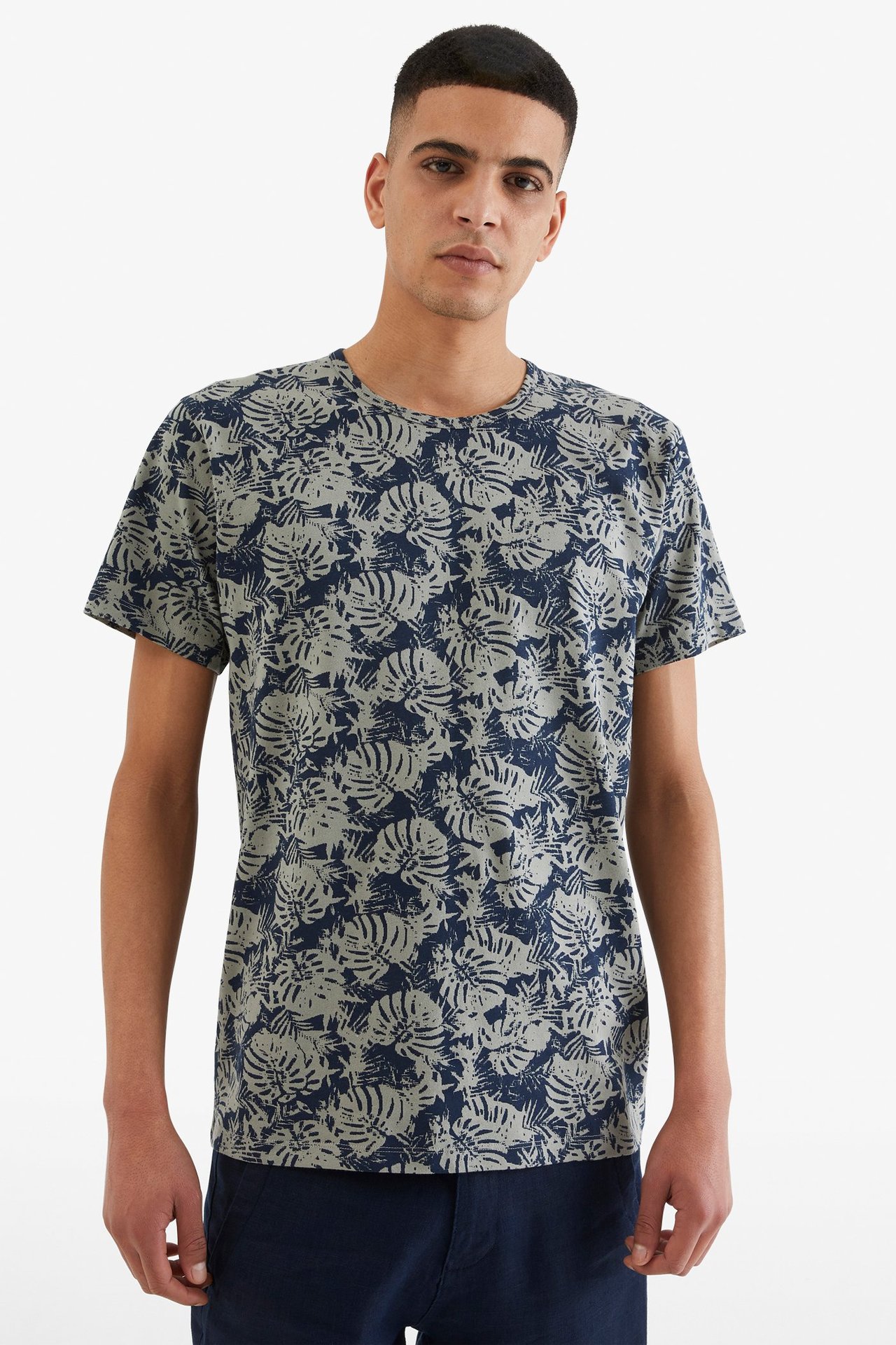 T-shirt we wzory - Ciemnoniebieski - 189cm / Storlek: M - 1