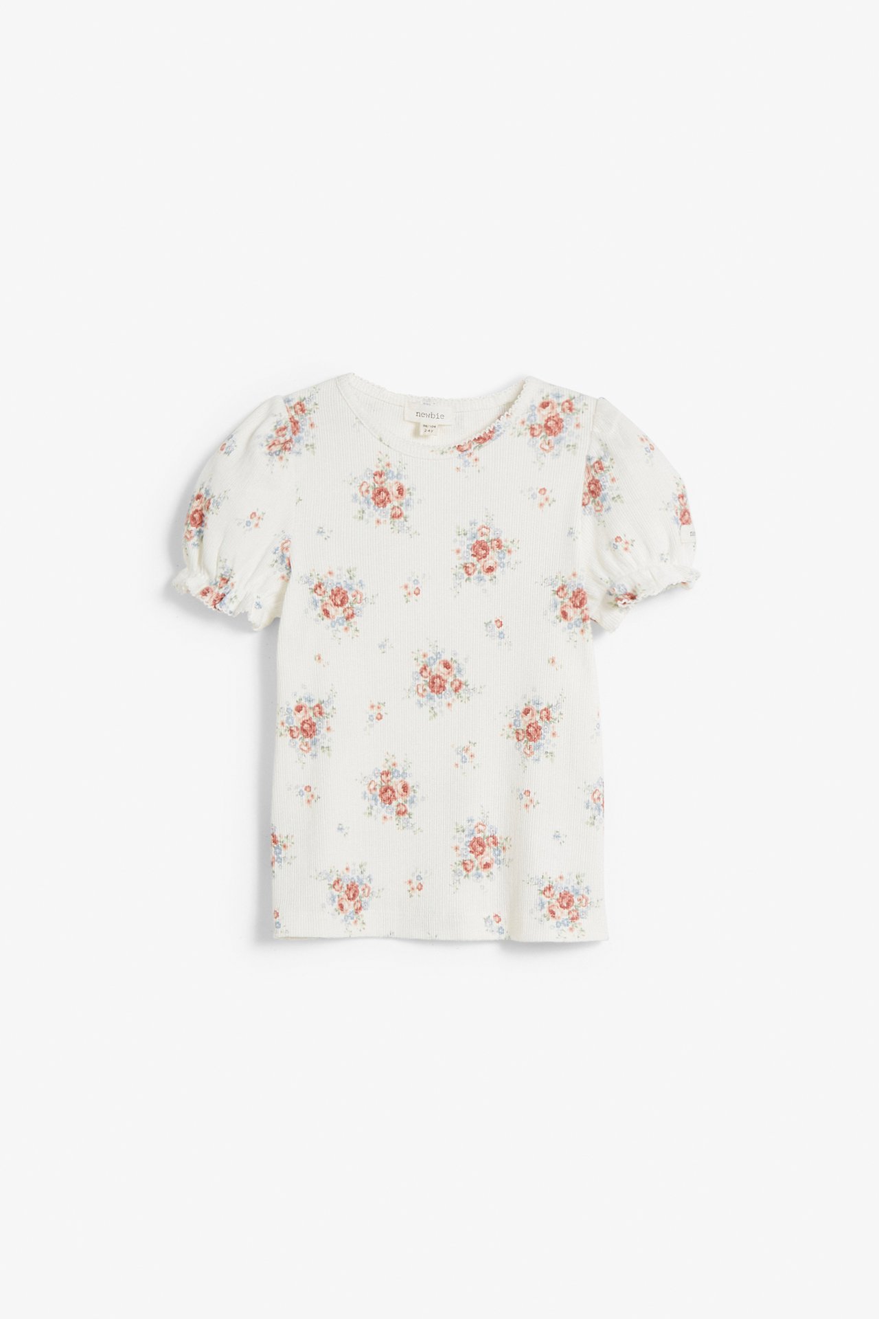 Kukkakuvioinen paita, jossa on puhvihihat - Luonnonvalkoinen - 2