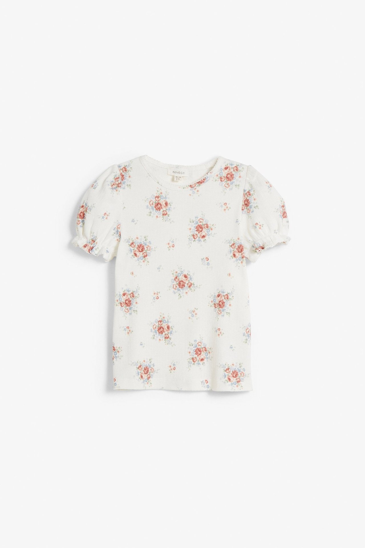 Kukkakuvioinen paita, jossa on puhvihihat Luonnonvalkoinen - null - 1