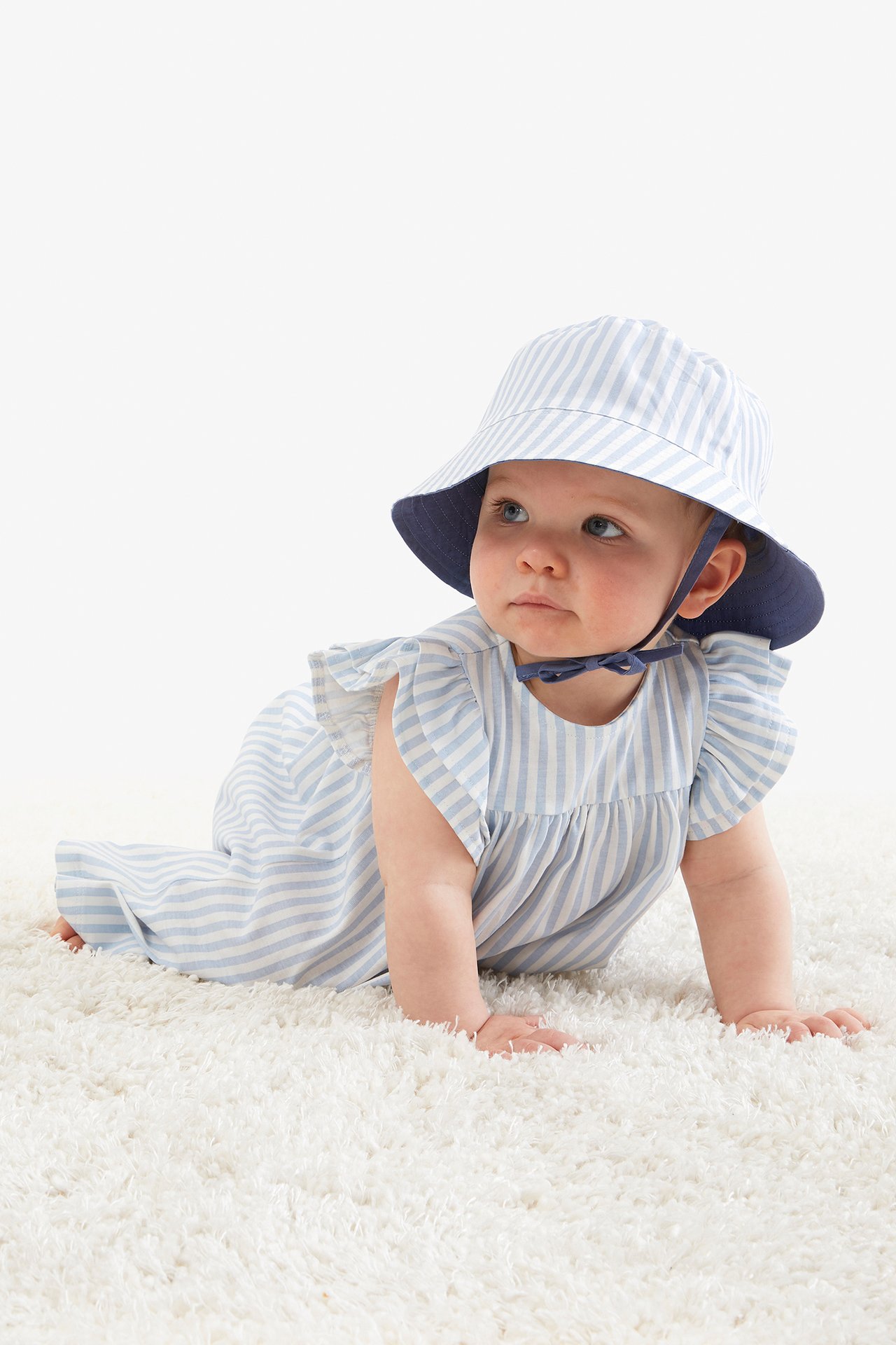 Randig babyklänning Offwhite - null - 1
