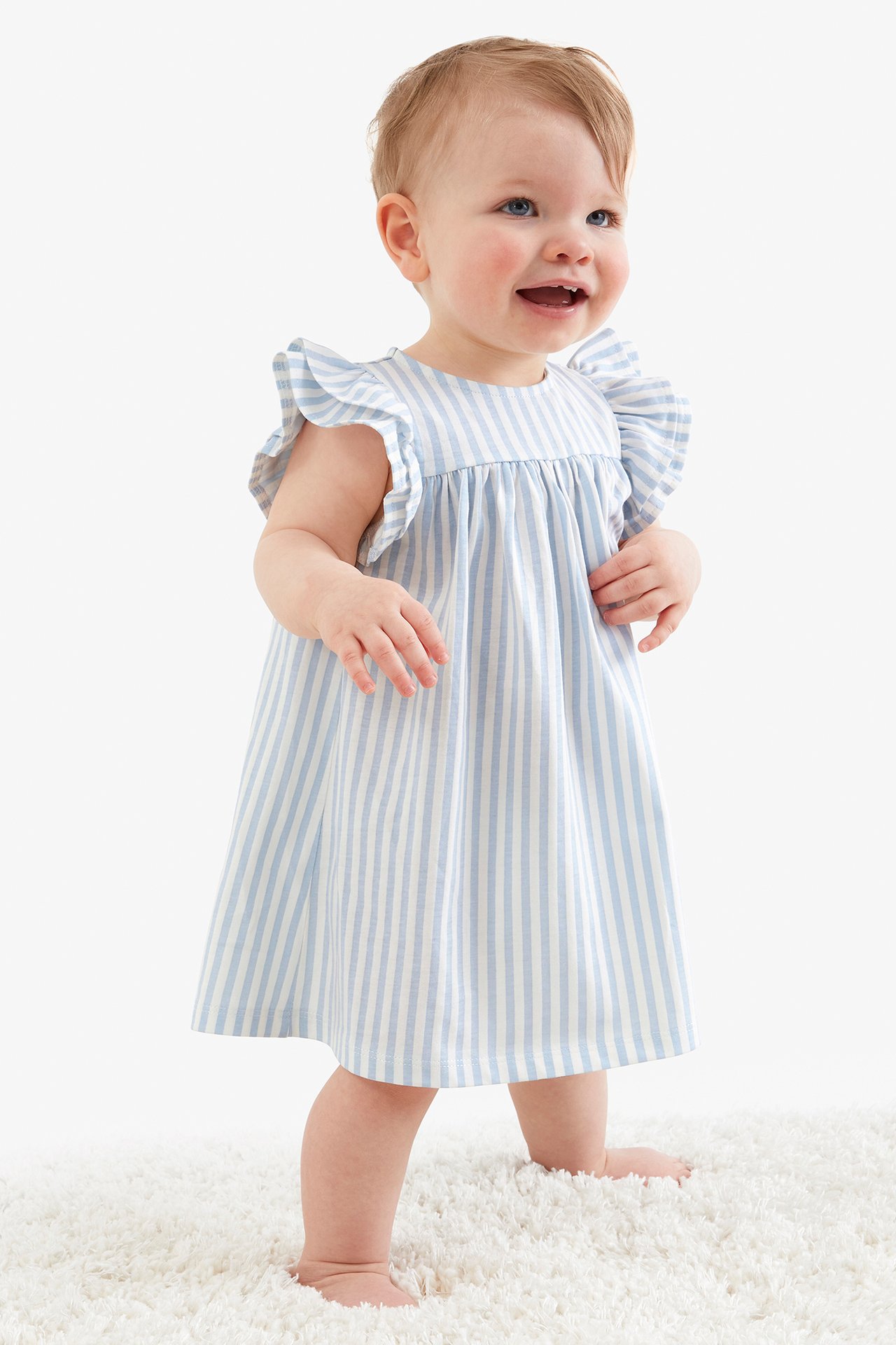 Randig babyklänning - Offwhite - 1