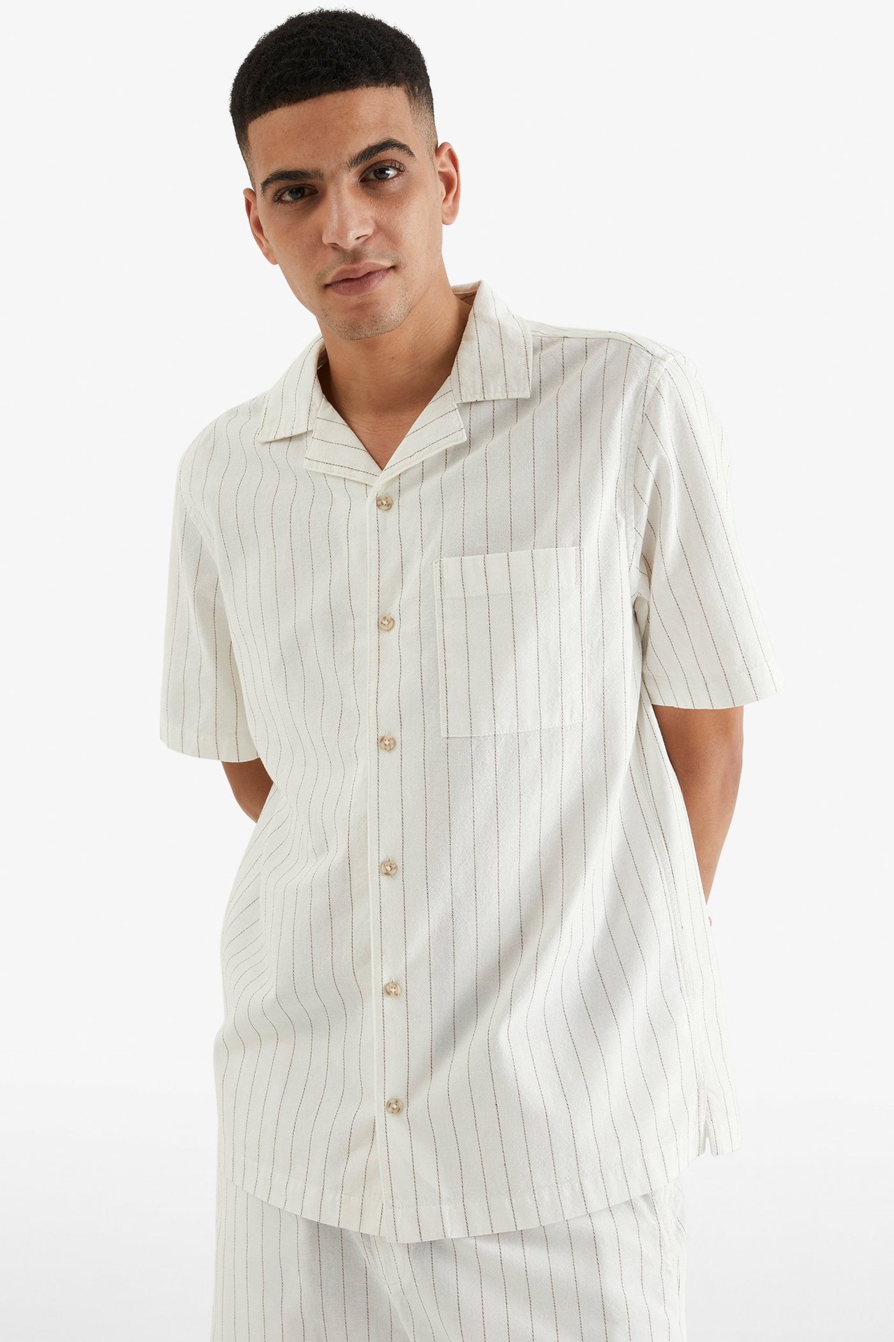 Stripete resortskjorte Offwhite - null - 0