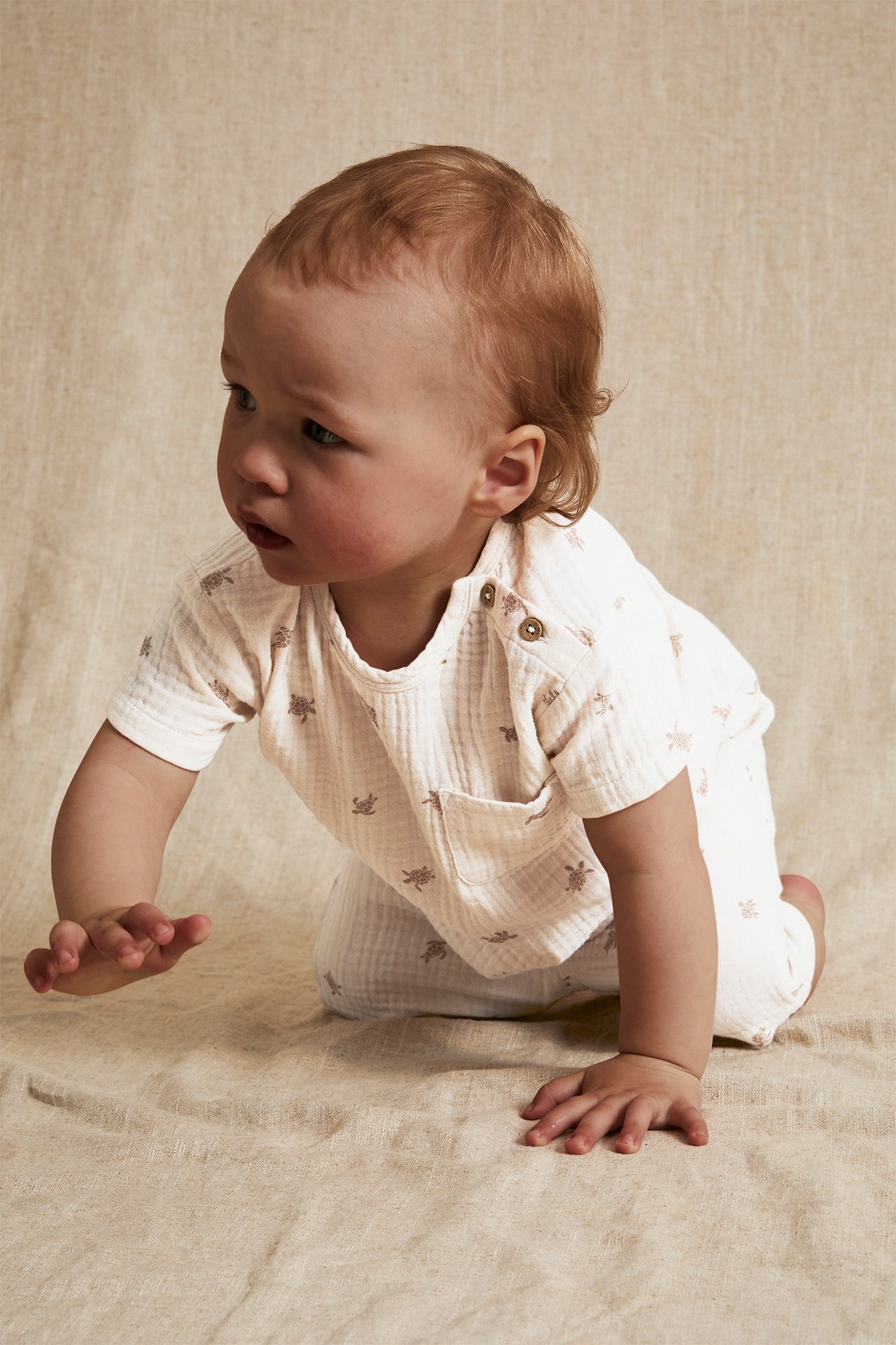 Mønstret t-skjorte baby - Lys beige - 1