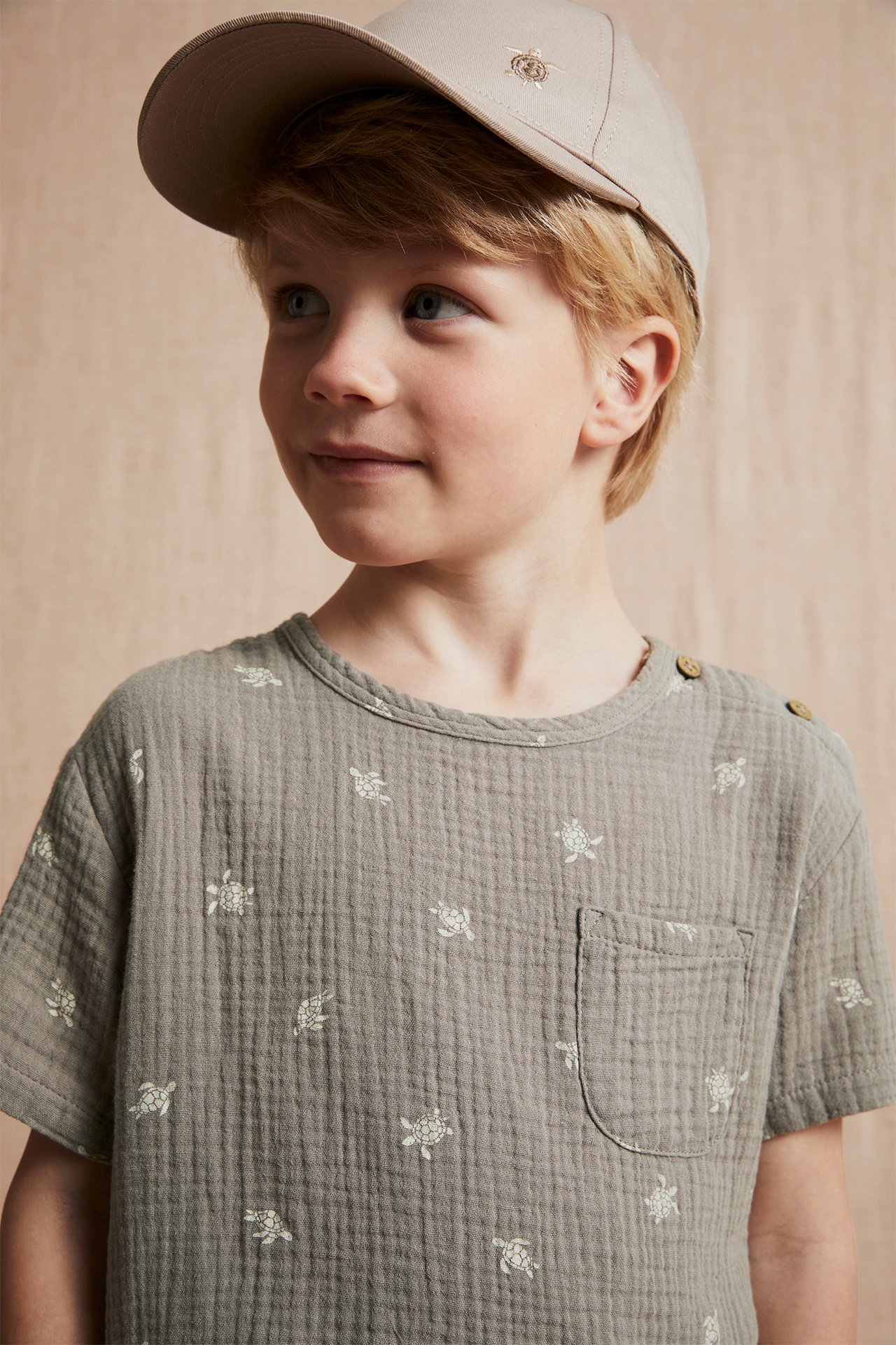 Mönstrad t-shirt - Mörkbeige - 3