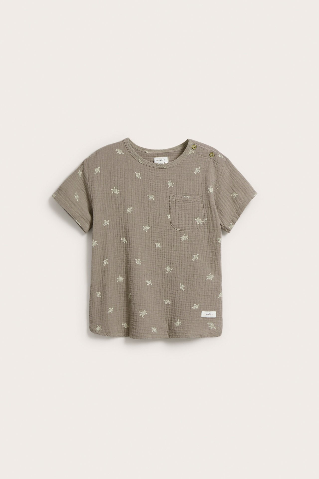 Mönstrad t-shirt - Mörkbeige - 6