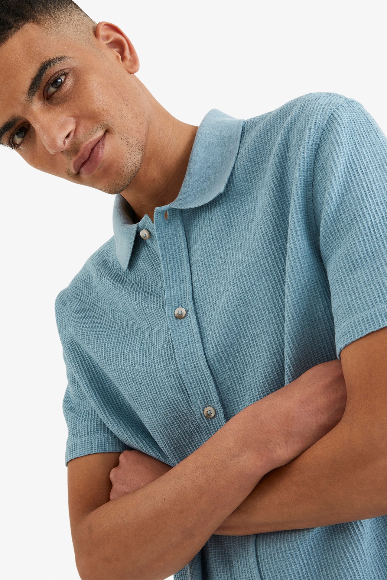 Kortärmad skjorta - Ljusblå - 189cm / Storlek: M - 3