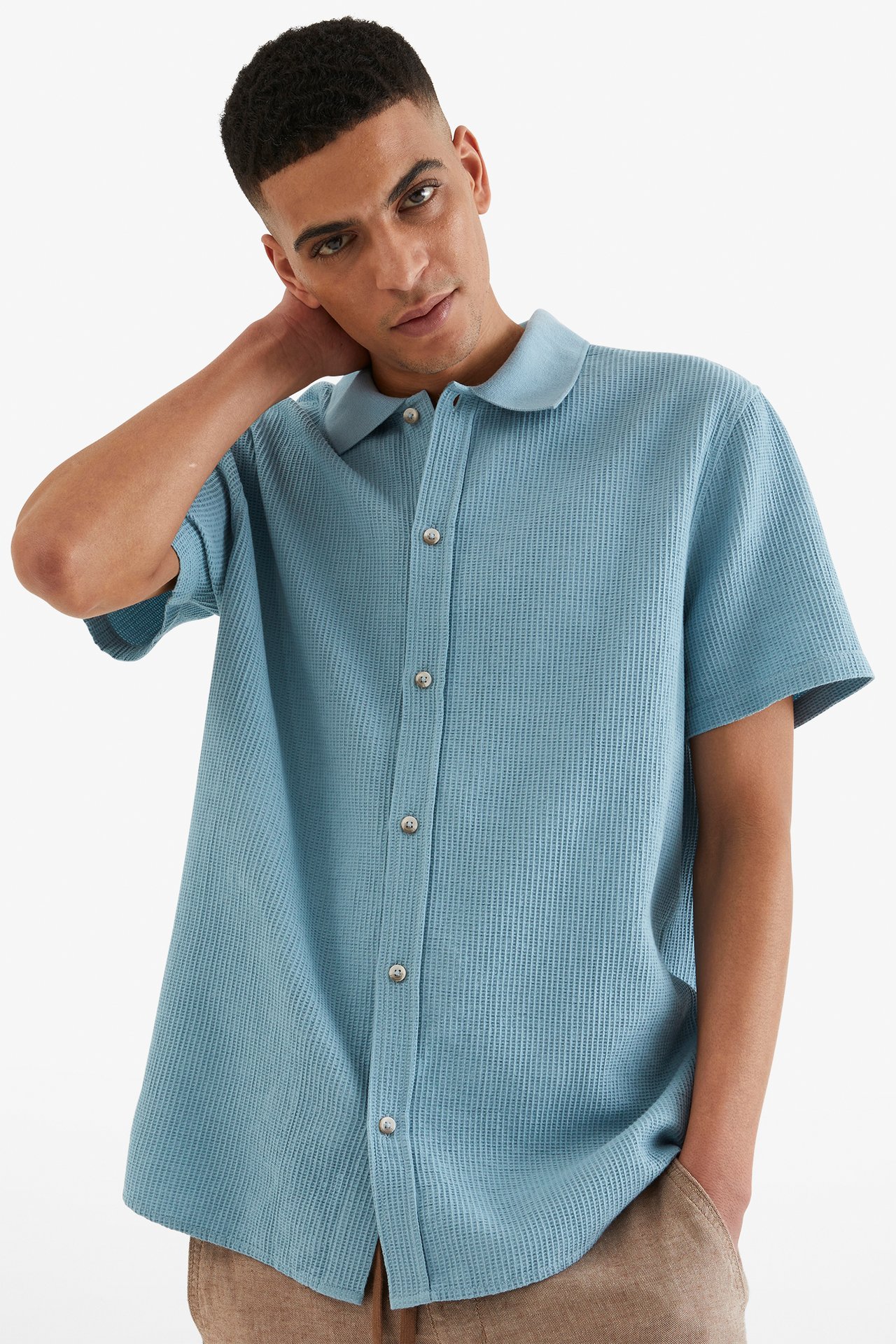 Kortärmad skjorta - Ljusblå - 189cm / Storlek: M - 1