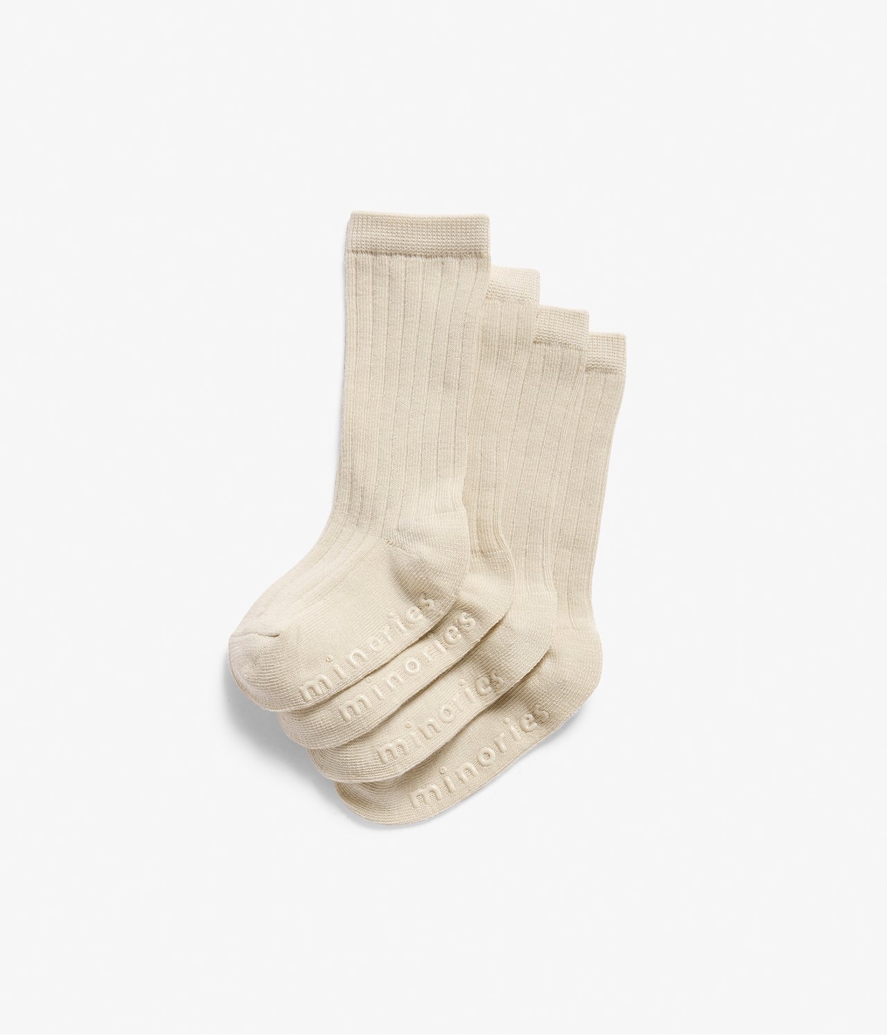 Ribbestrikkede sokker i 4-pak Beige - null - 0