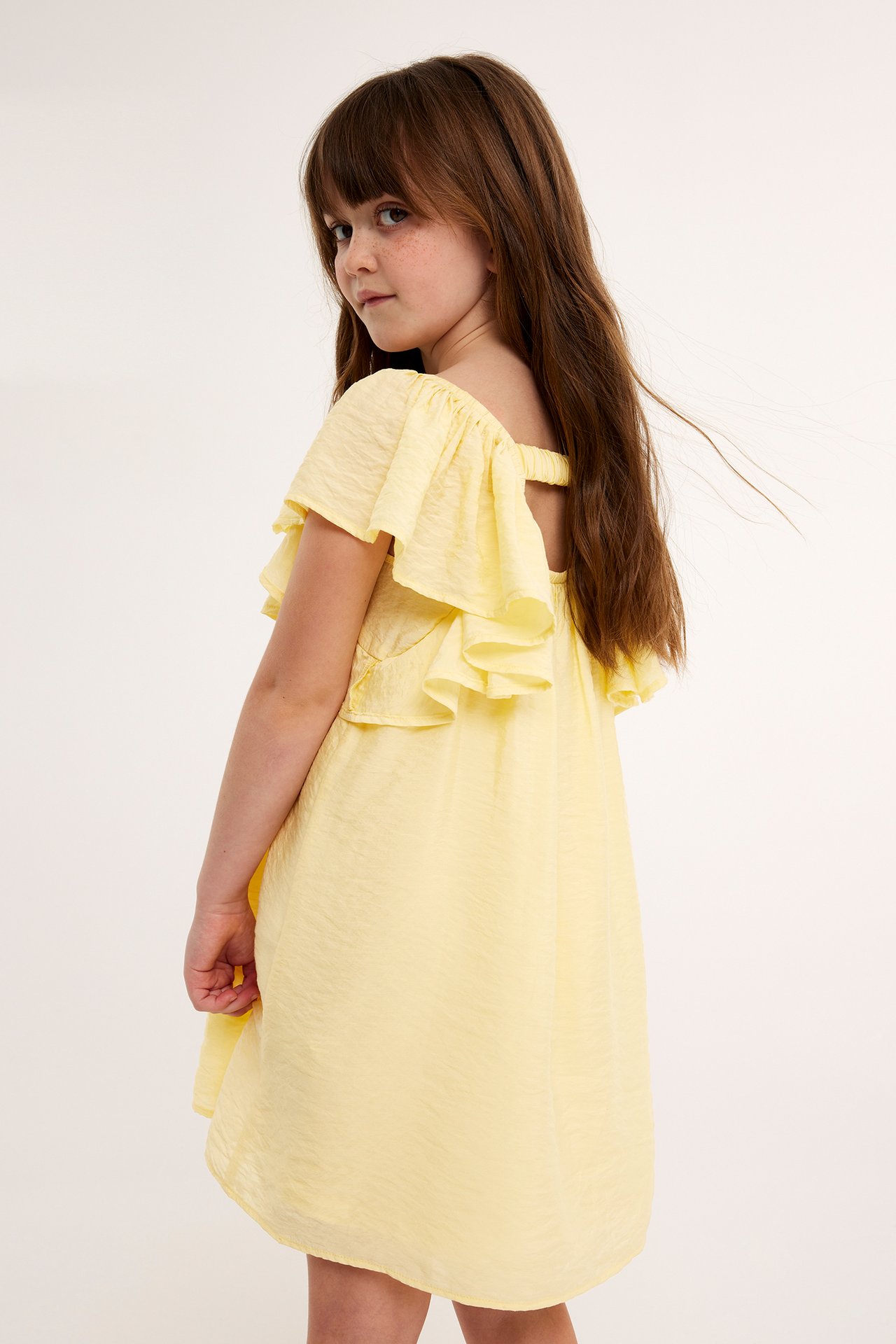 Sukienka z rękawami typu motylek - Żółty - 4
