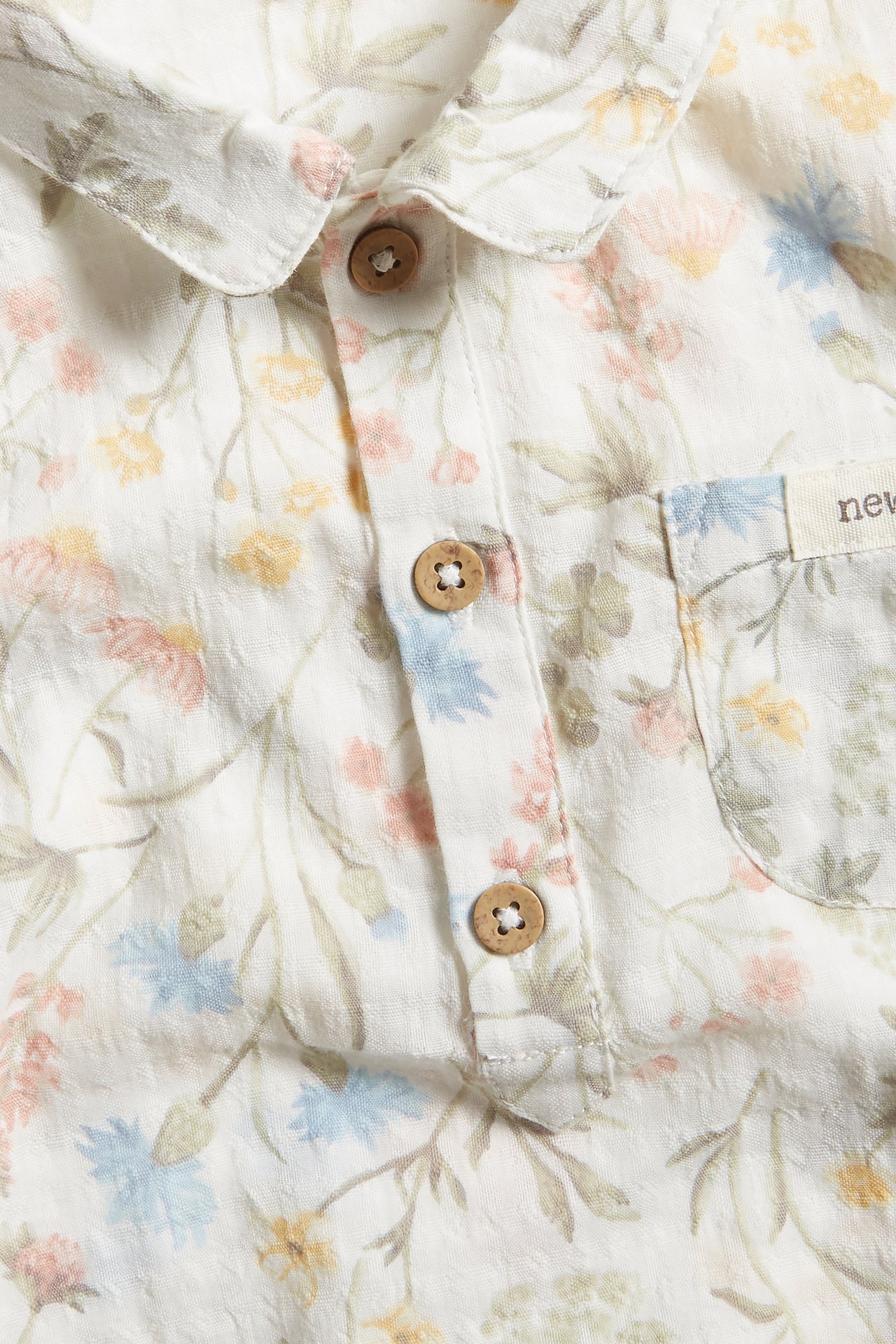 Koszula z krótkimi rękawami, z wzorem w kwiaty, dla niemowląt - Offwhite - 4