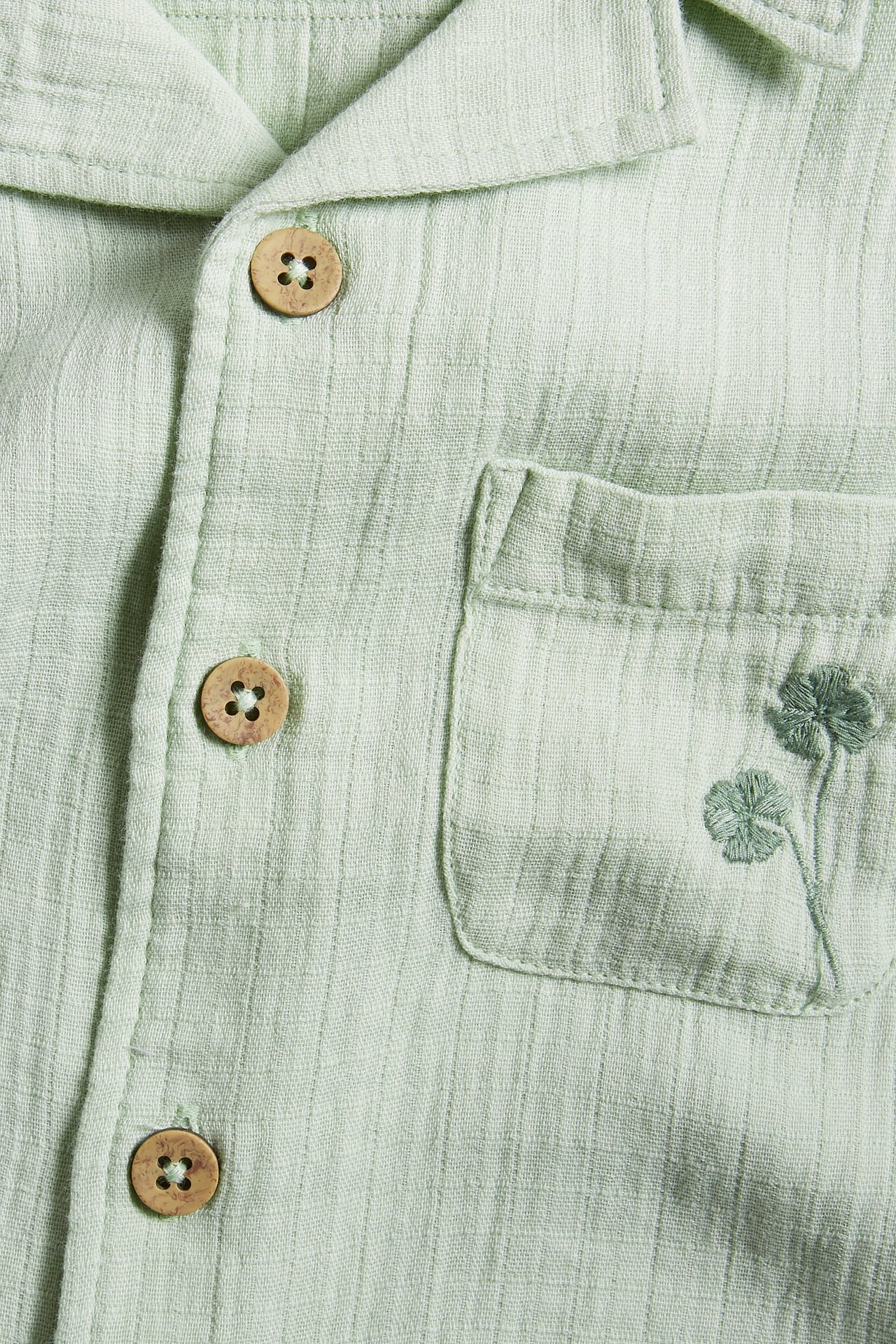 Koszula z krótkimi rękawami, z muślinu - Zielony - 4