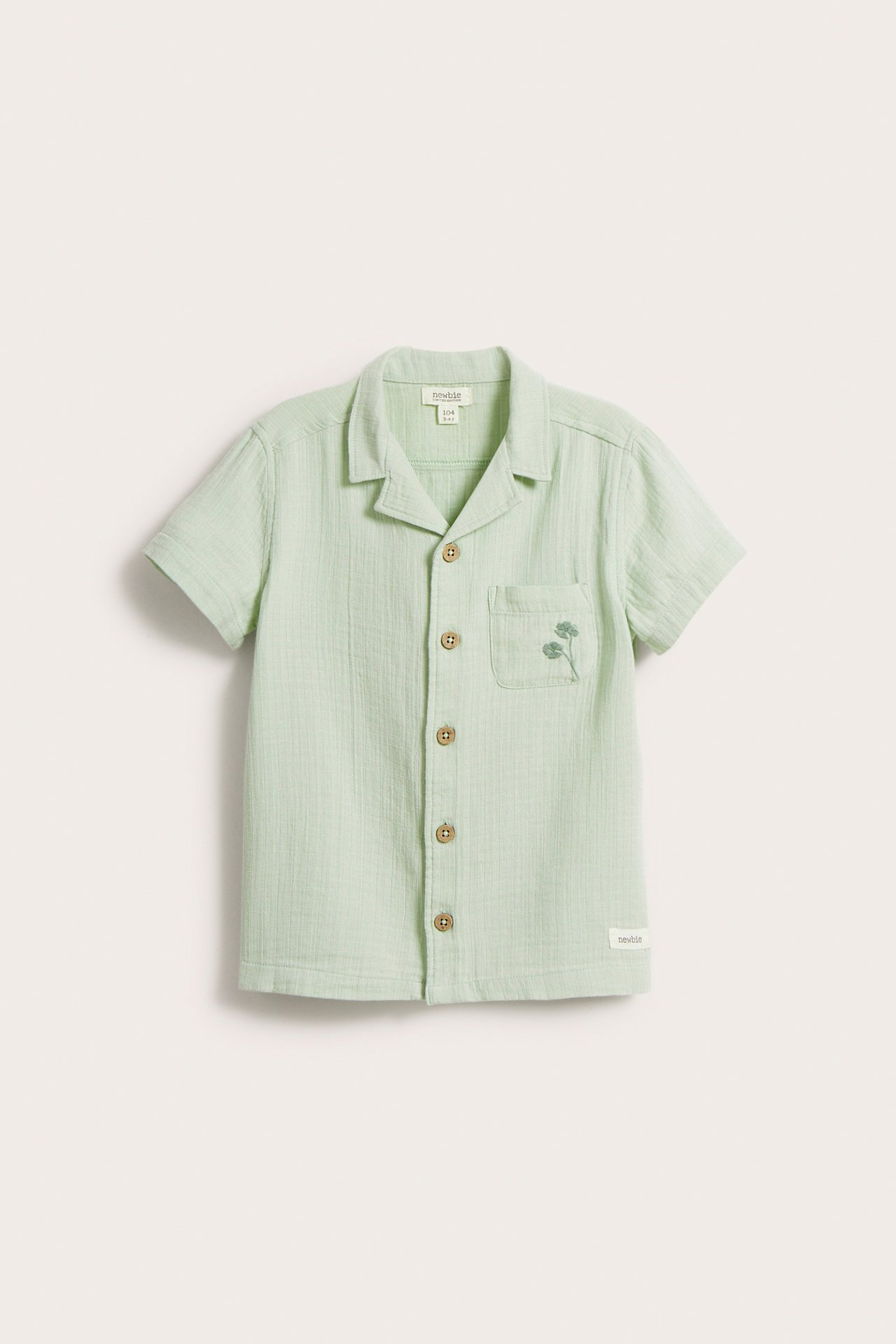 Koszula z krótkimi rękawami, z muślinu - Zielony - 5