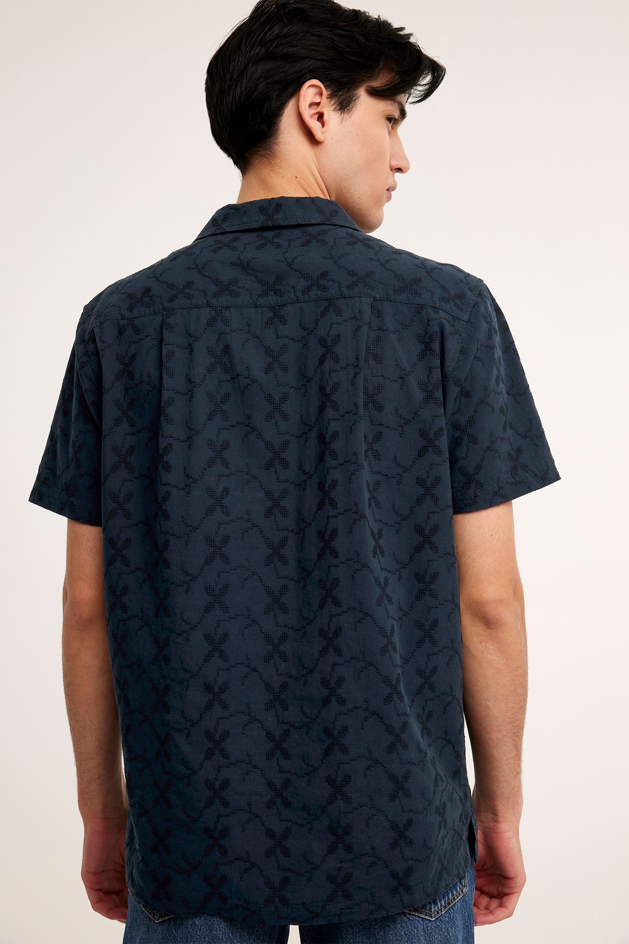 Resortskjorta med brodyr - Mörkblå - 189cm / Storlek: M - 3