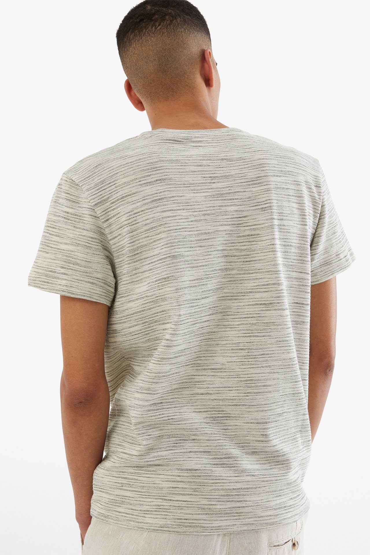 Meleerattua lankaa oleva t-paita - Vaaleanharmaa - 189cm / Storlek: M - 3