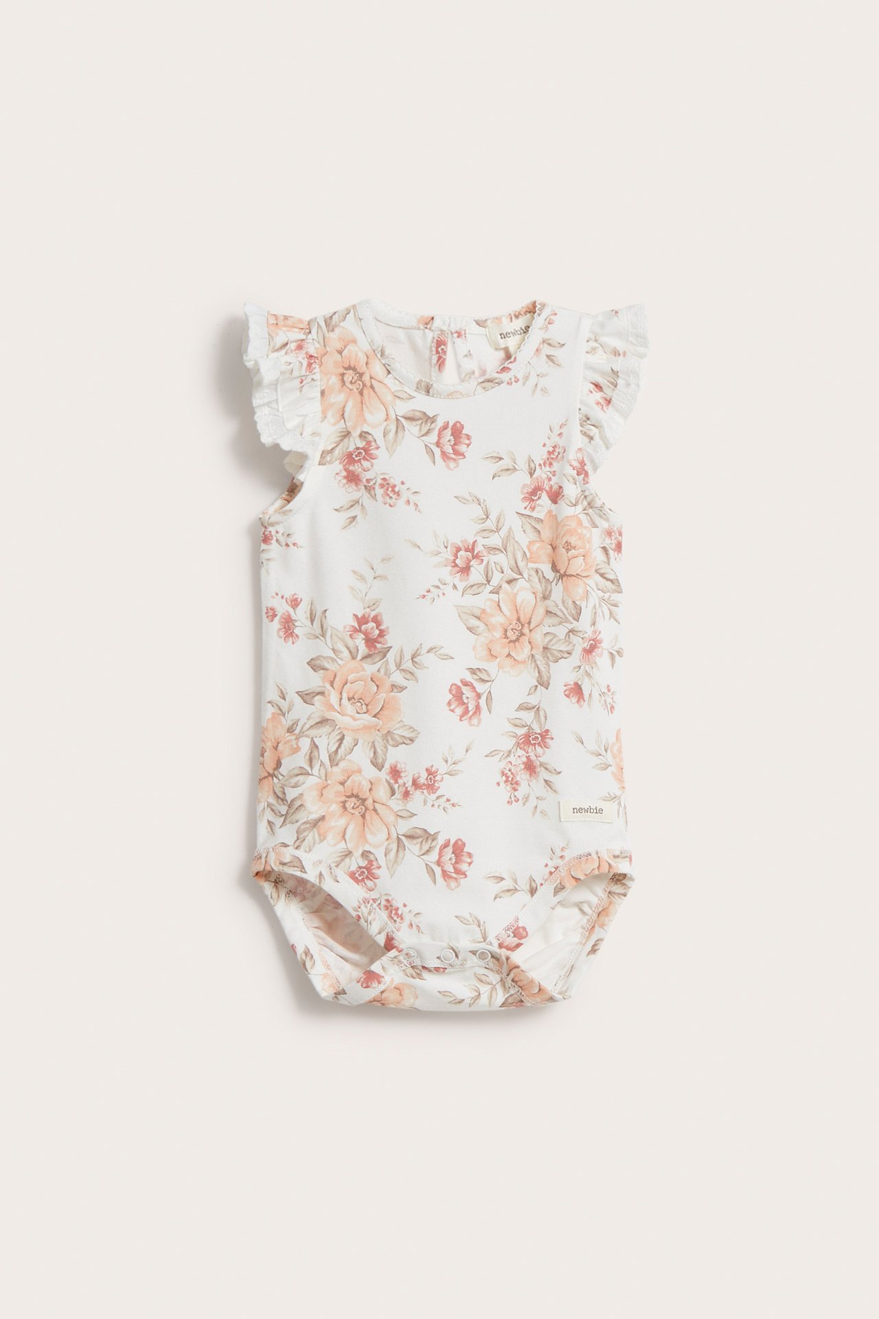 Blommig ärmlös body - Offwhite - 2