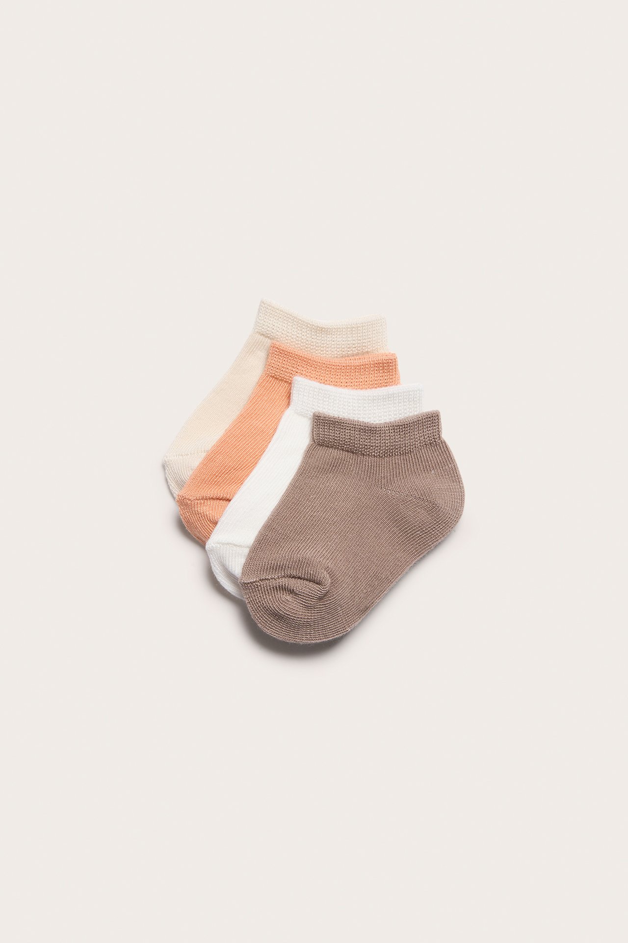 4-pk. lave babysokker - Mørk beige - 1