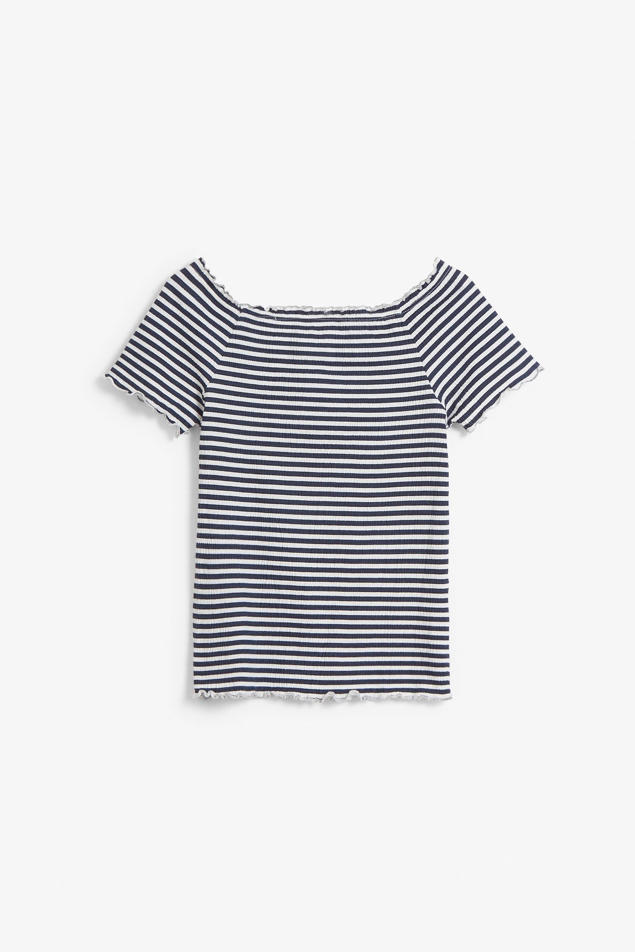 Raidallinen off shoulder -paita - Sininen - 5