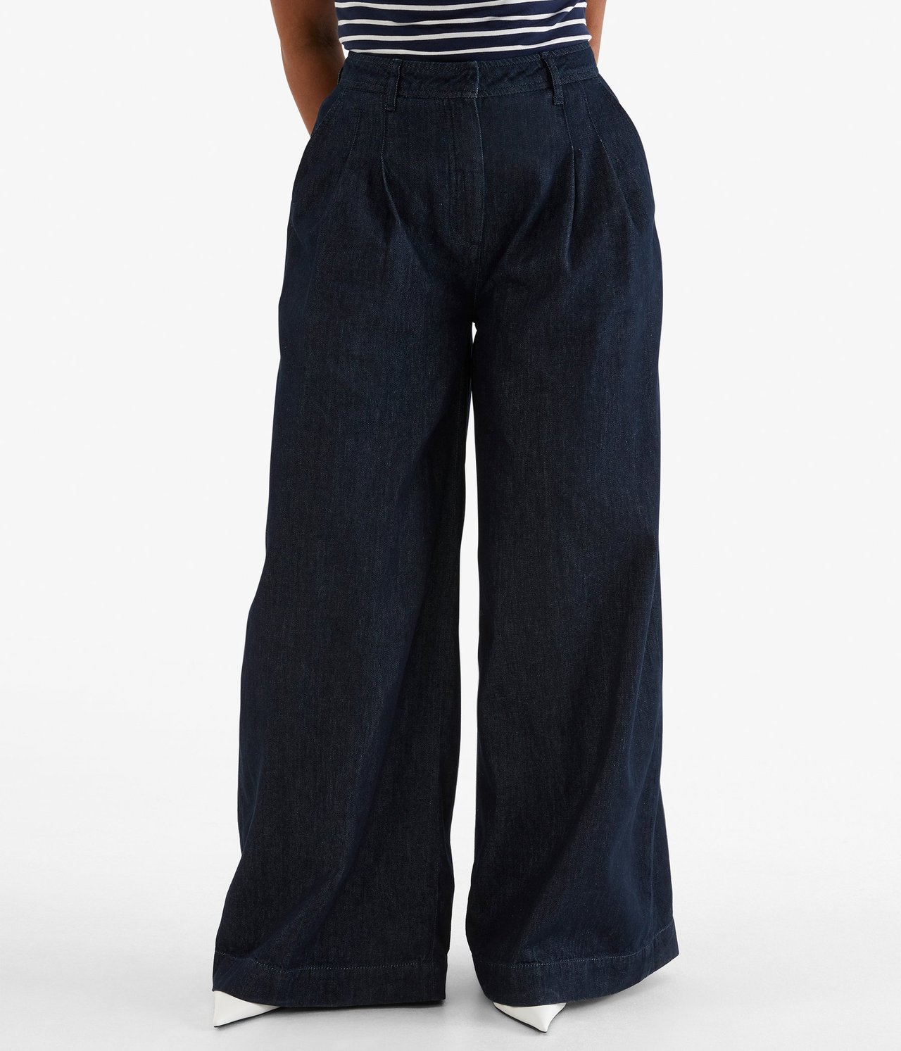 Wide jeans High waist Mørk denim - null - 3