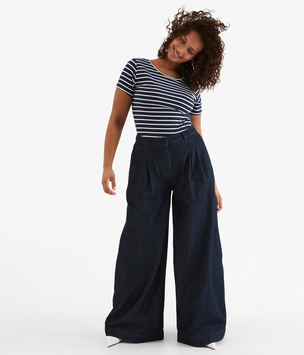Dżinsy Wide High Waist - Ciemny dżins - 1