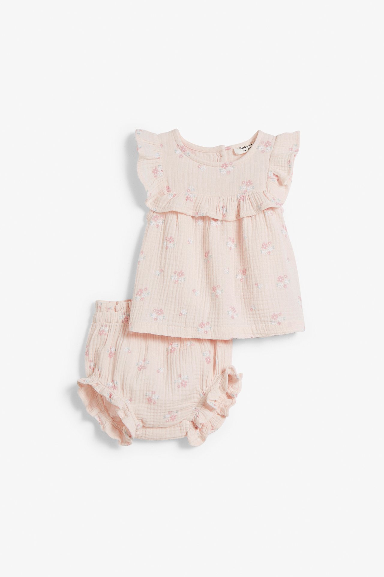 Zestaw z bluzką i bufiastymi szortami dla niemowląt - Różowy - 7