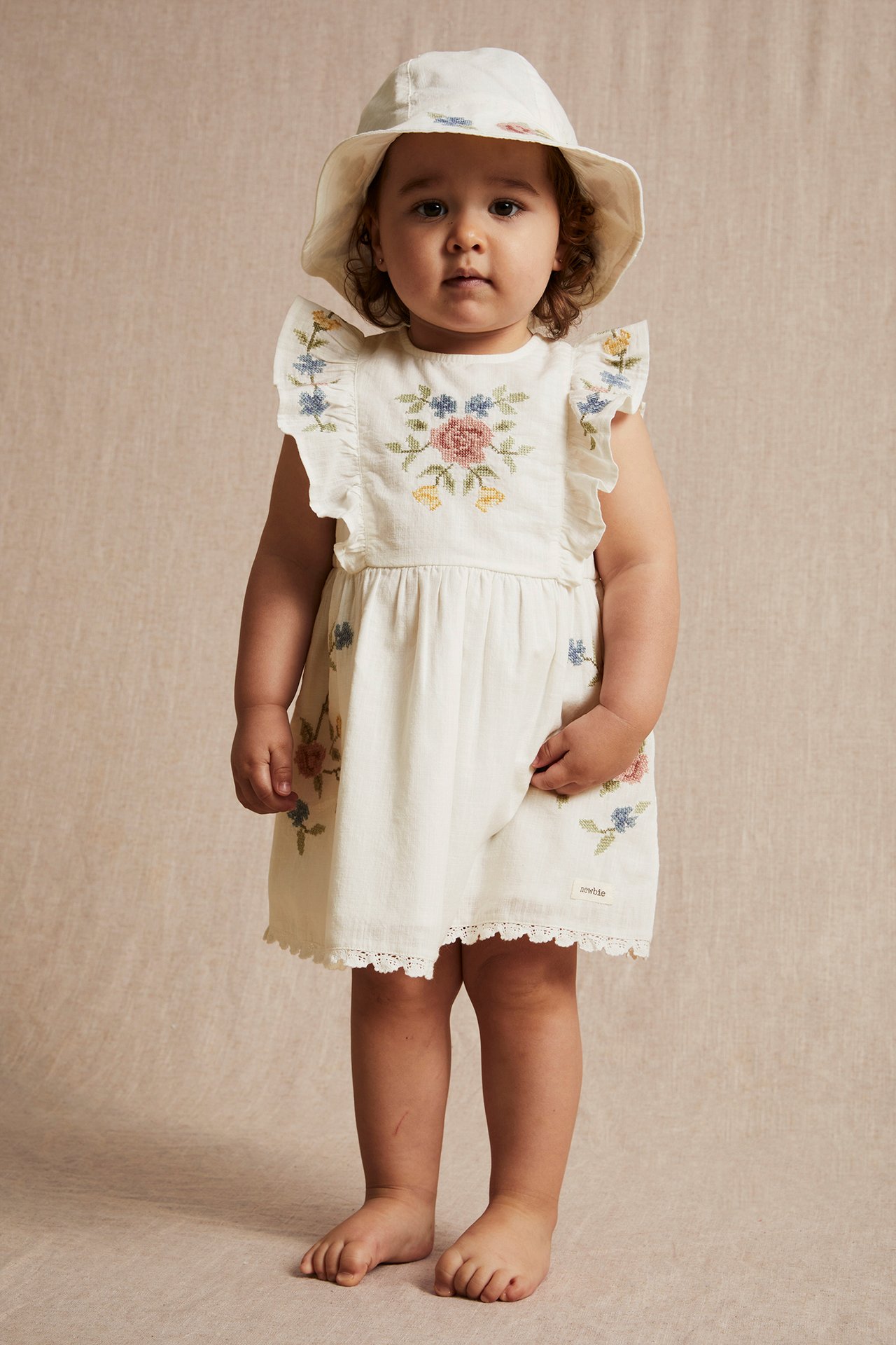 Sukienka z haftem, dla niemowląt - Offwhite - 2