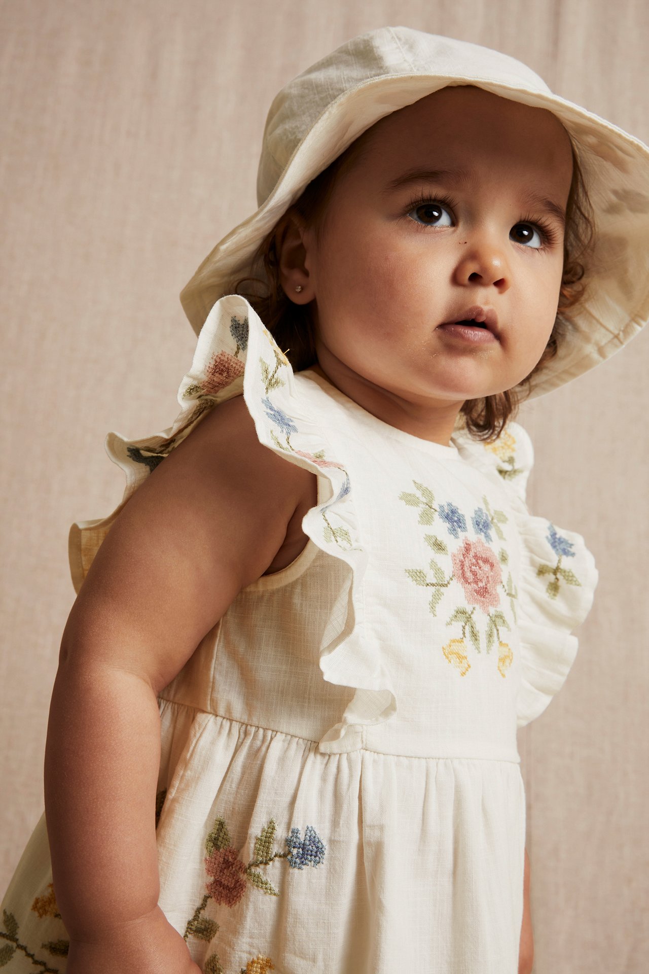 Sukienka z haftem, dla niemowląt - Offwhite - 6