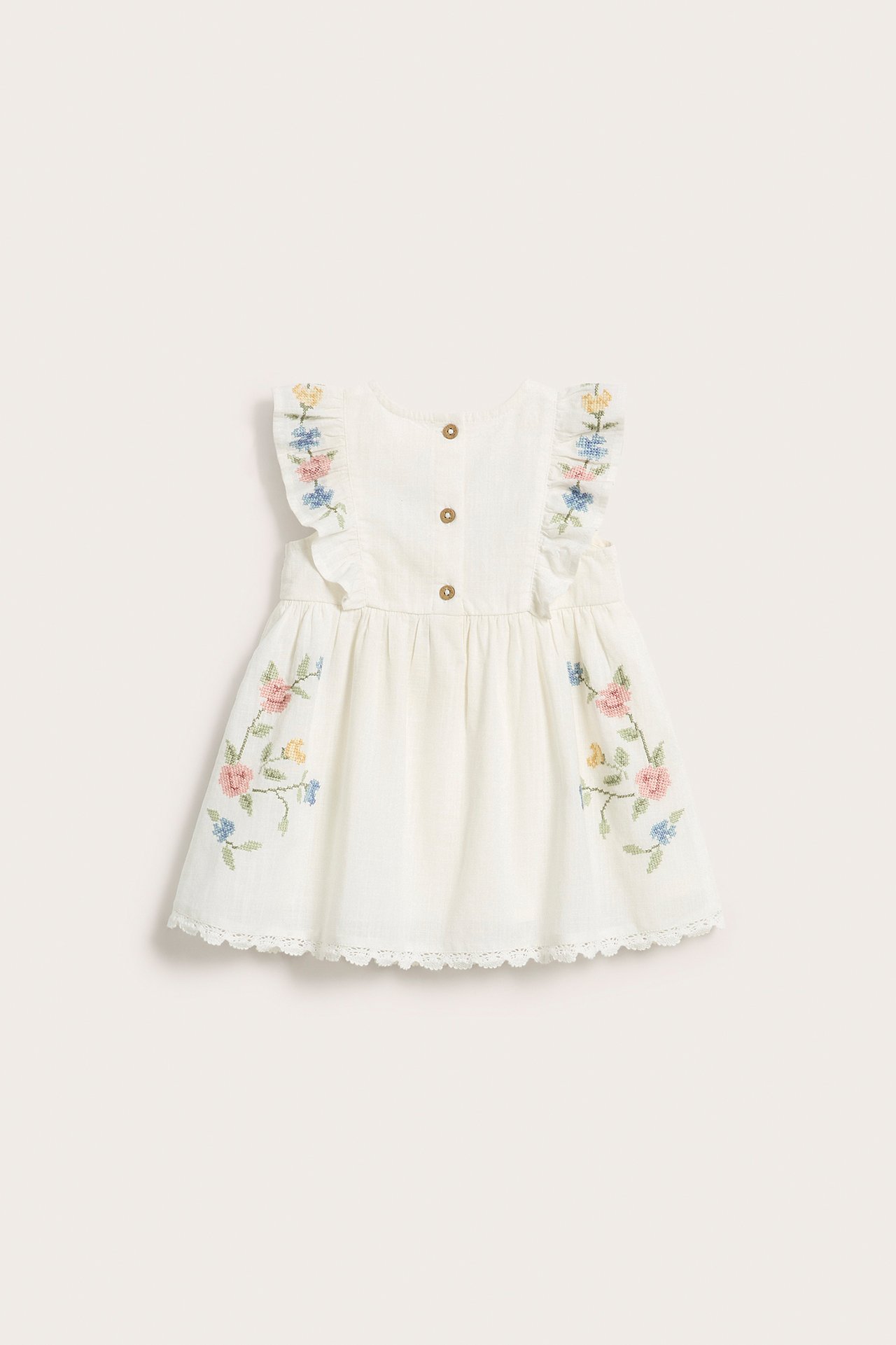 Sukienka z haftem, dla niemowląt - Offwhite - 10