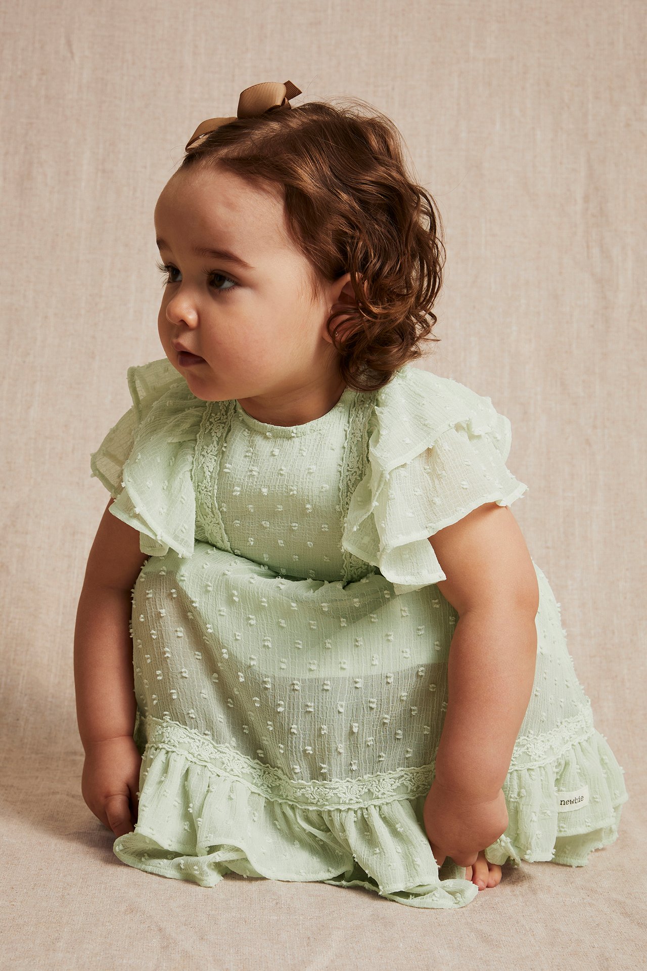 Vauvojen mekko, jossa on röyhelöt - Vihreä - 8