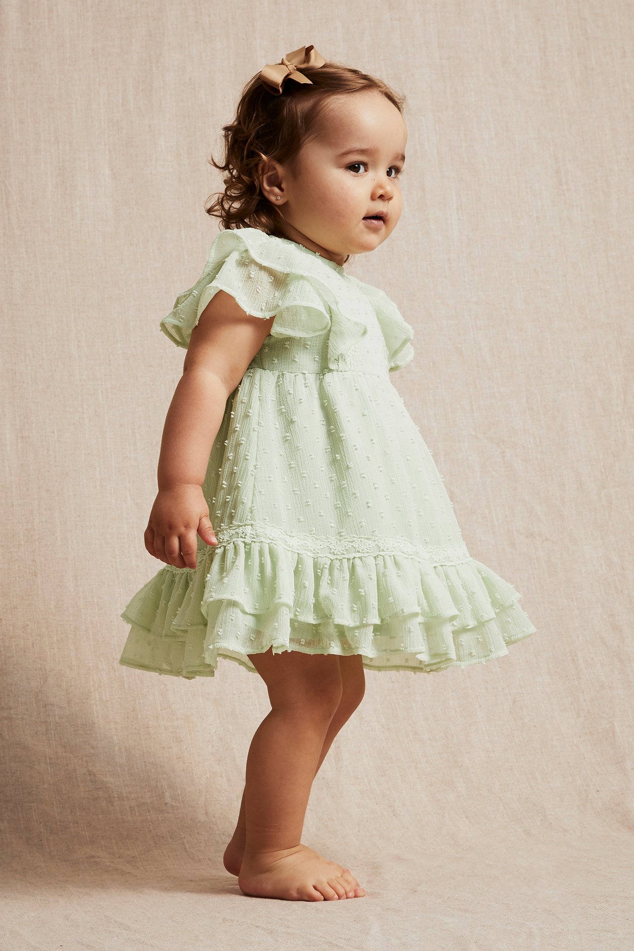 Babyklänning med volanger - Grön - 6
