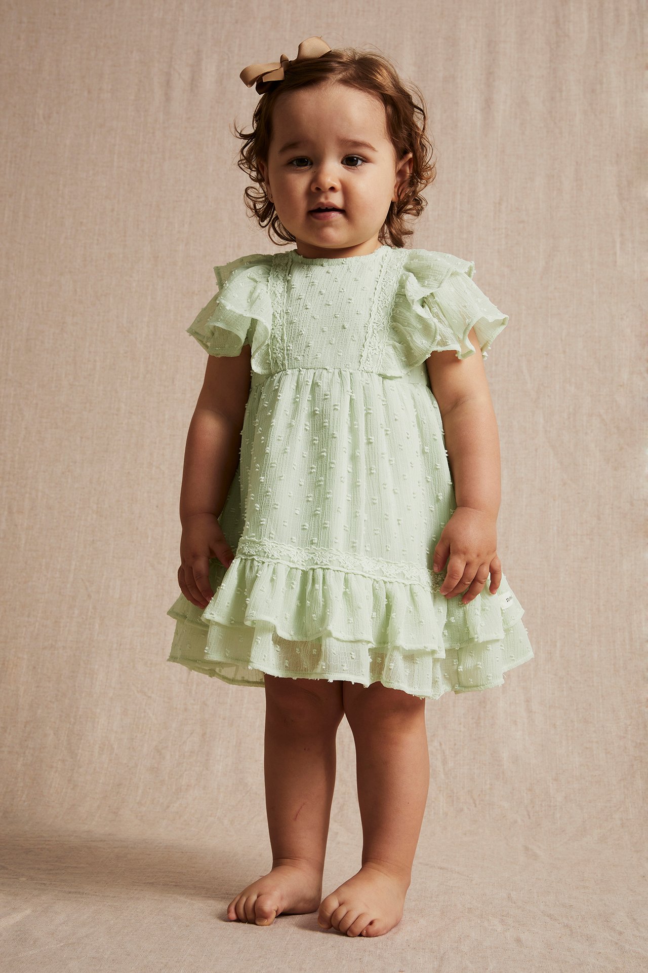 Babyklänning med volanger - Grön - 2