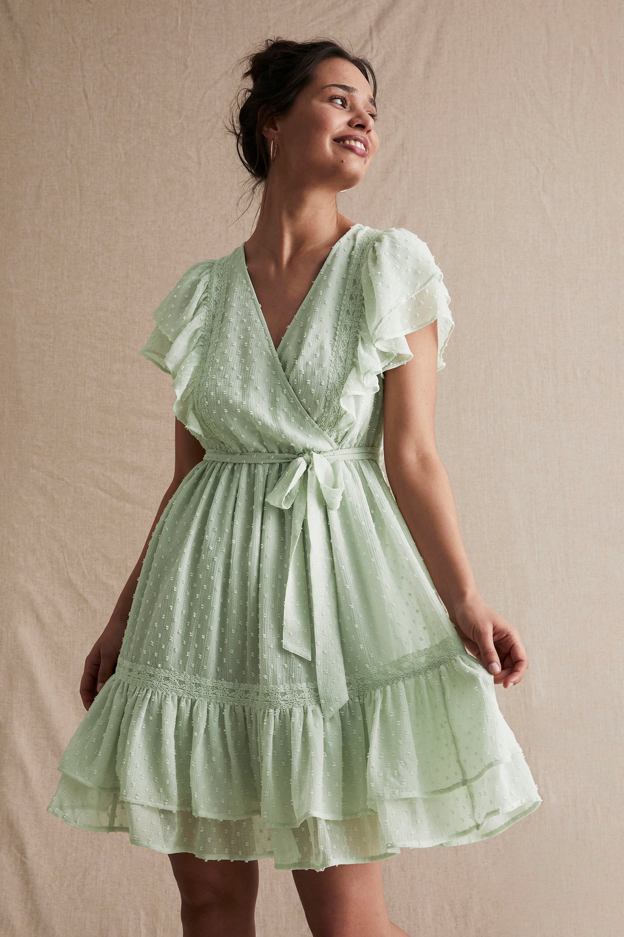 Sukienka szyfonowa Newbie Woman - Zielony - 3