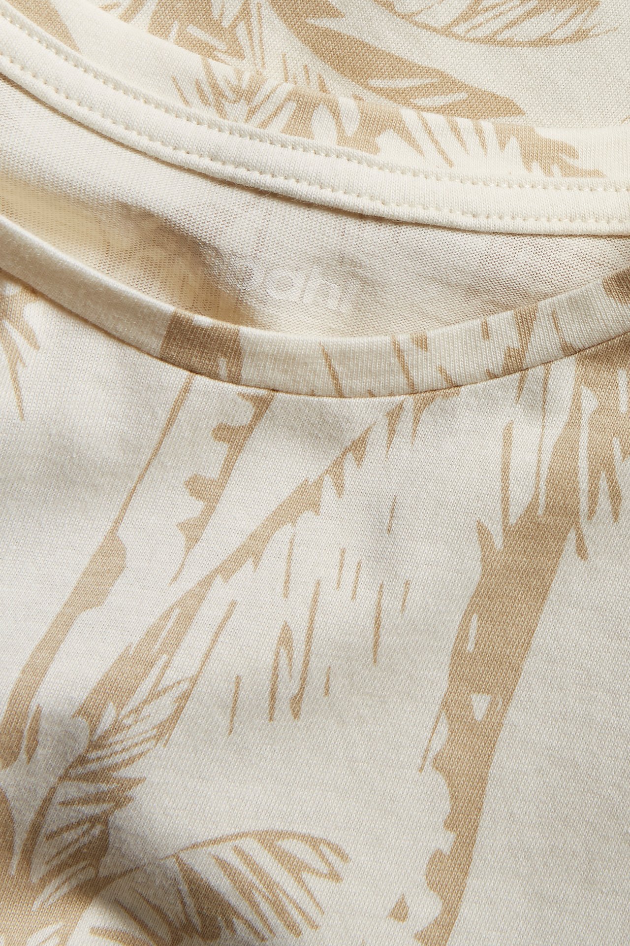 Mönstrad kortärmad T-shirt - Ljusbeige - 5