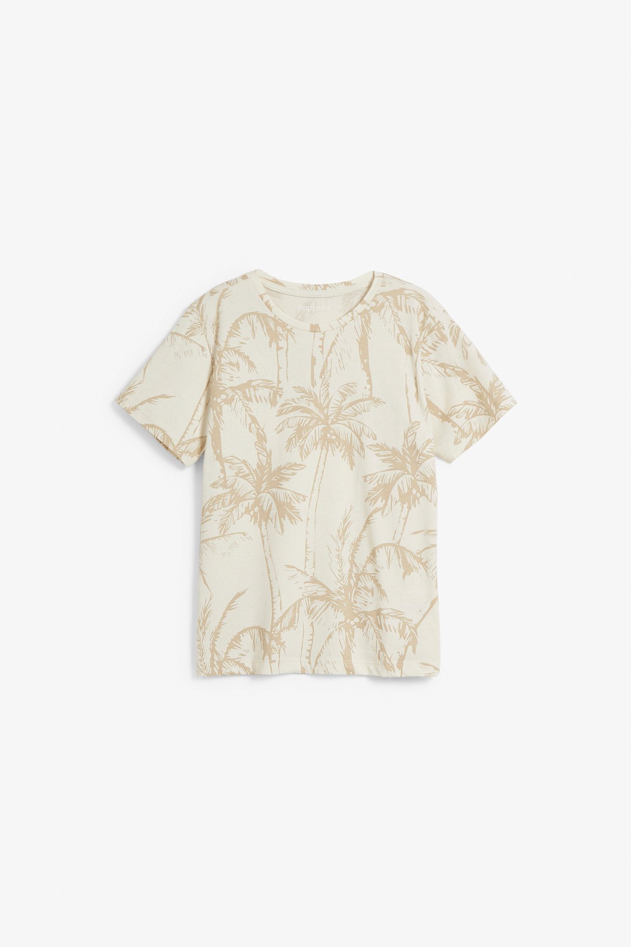 Mönstrad kortärmad T-shirt - Ljusbeige - 6