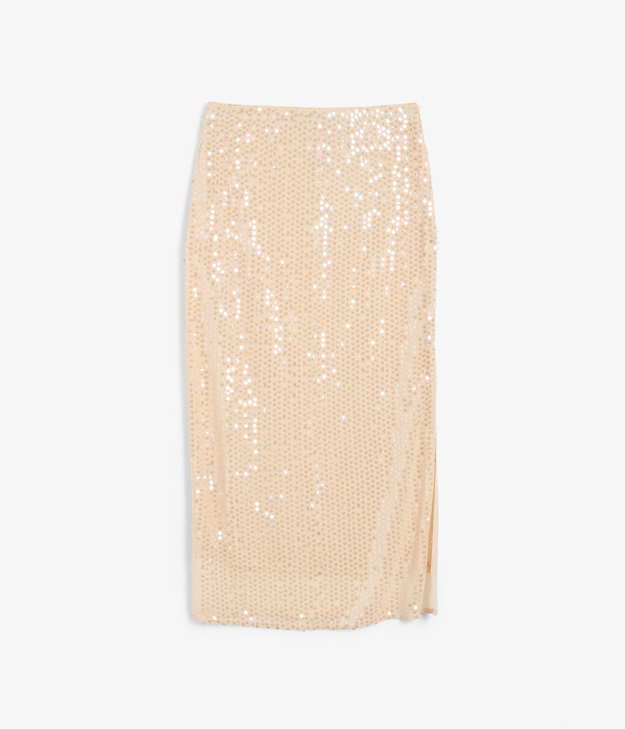 Paljettskjørt med splitt - Offwhite - 7