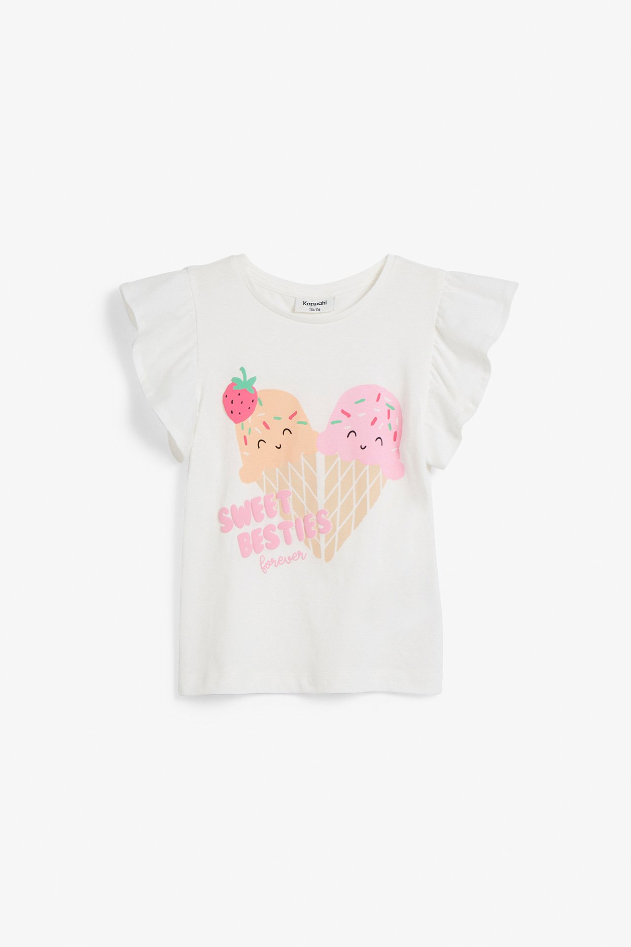 T-shirt med volangärm - Offwhite - 3