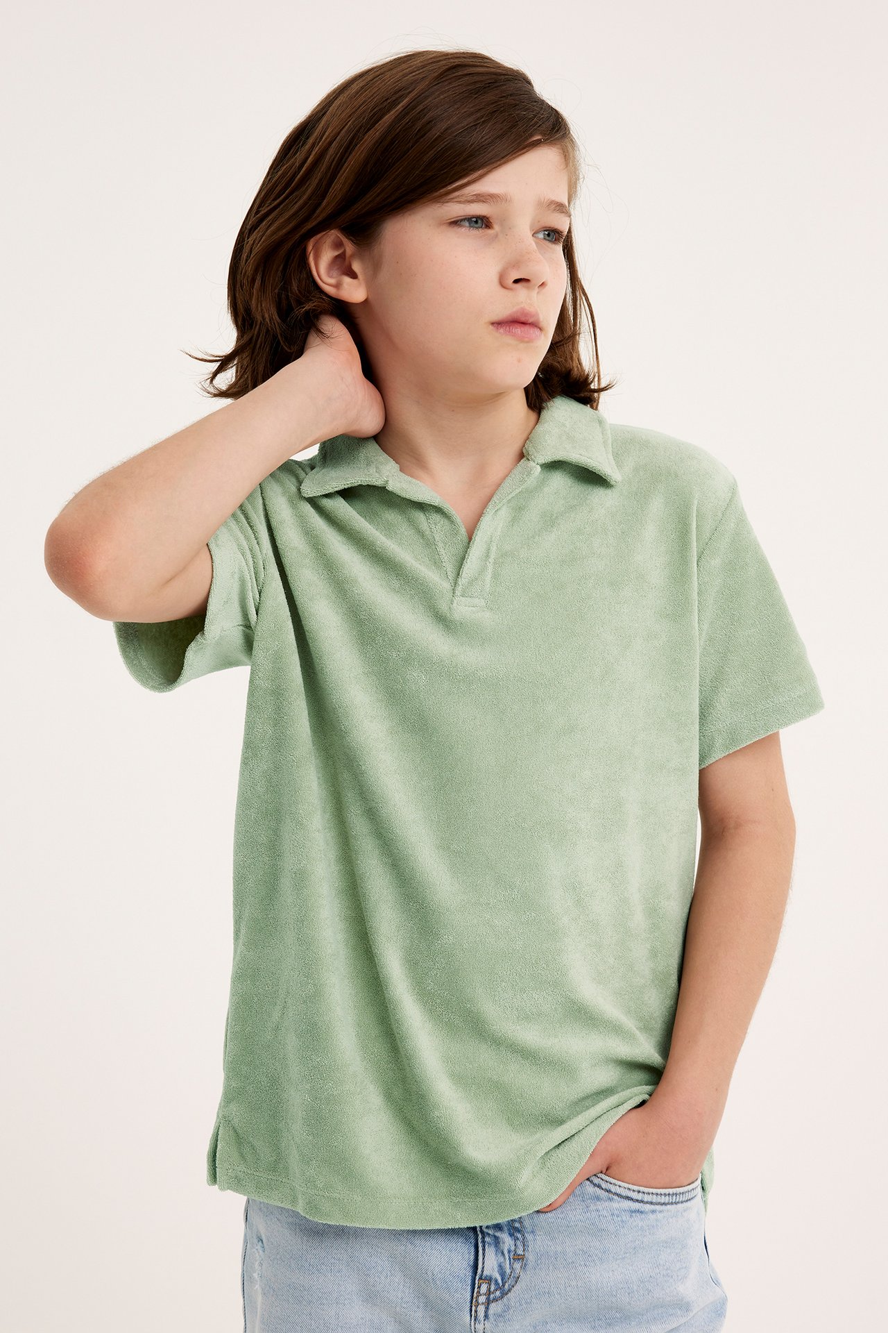 Tennisskjorte i frotté - Grønn - 1
