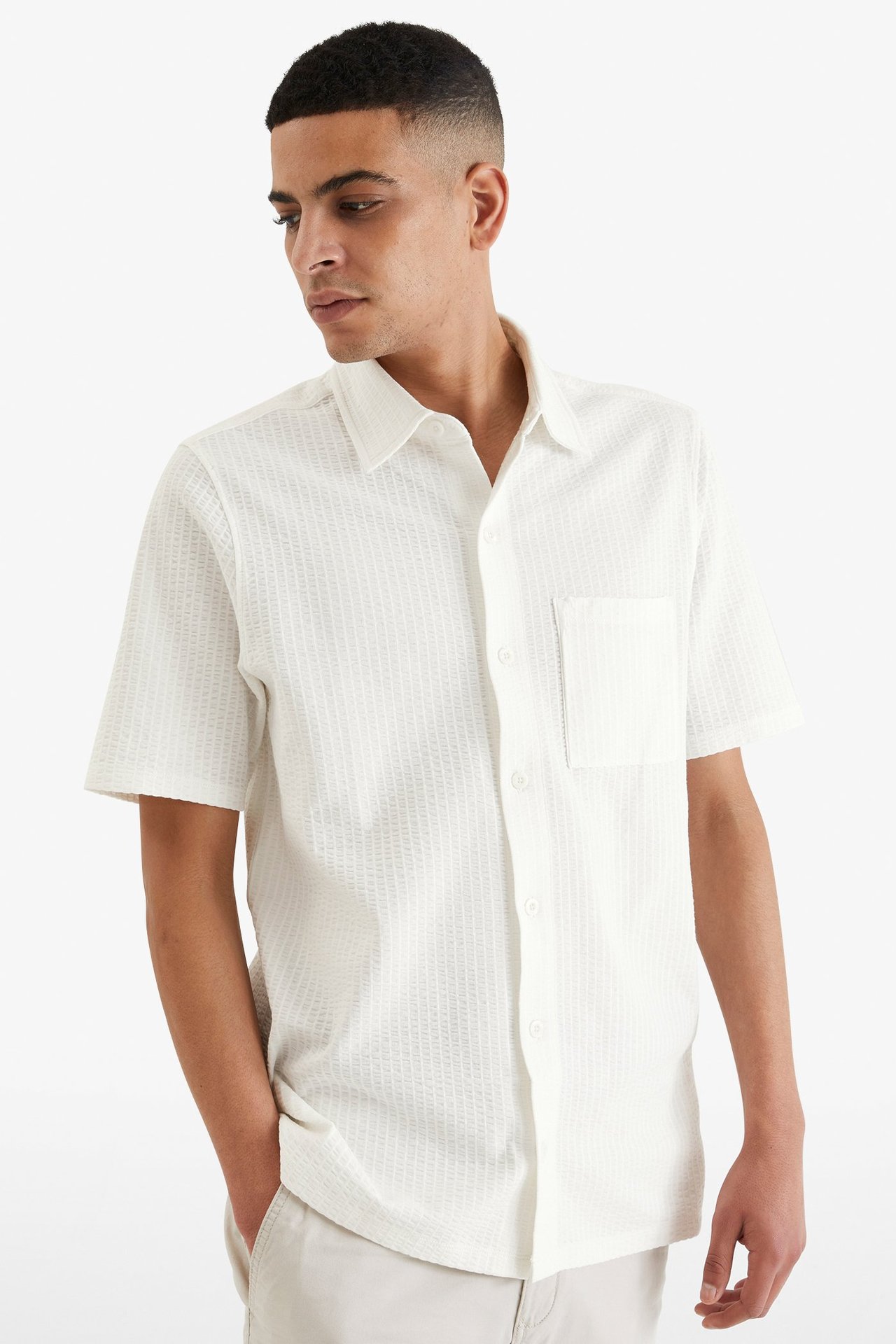 Skjorta i trikå - Offwhite - 189cm / Storlek: M - 1