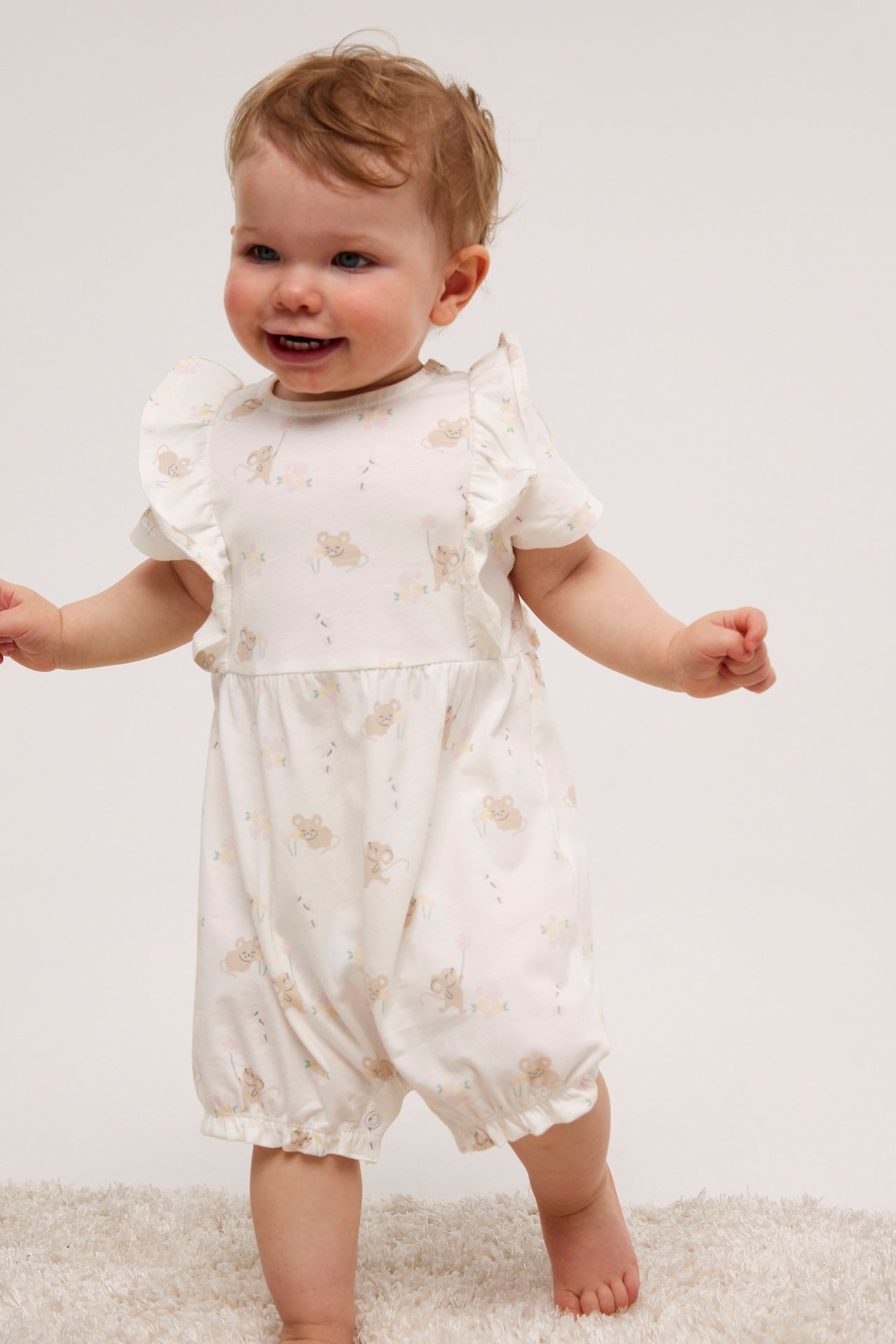Jumpsuit med volanger Baby - Offwhite - 2