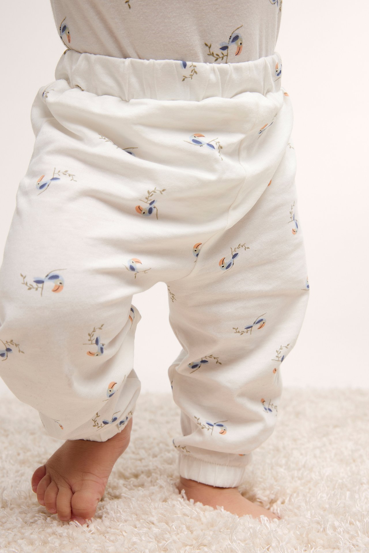 Mønstret bukse baby - Offwhite - 2