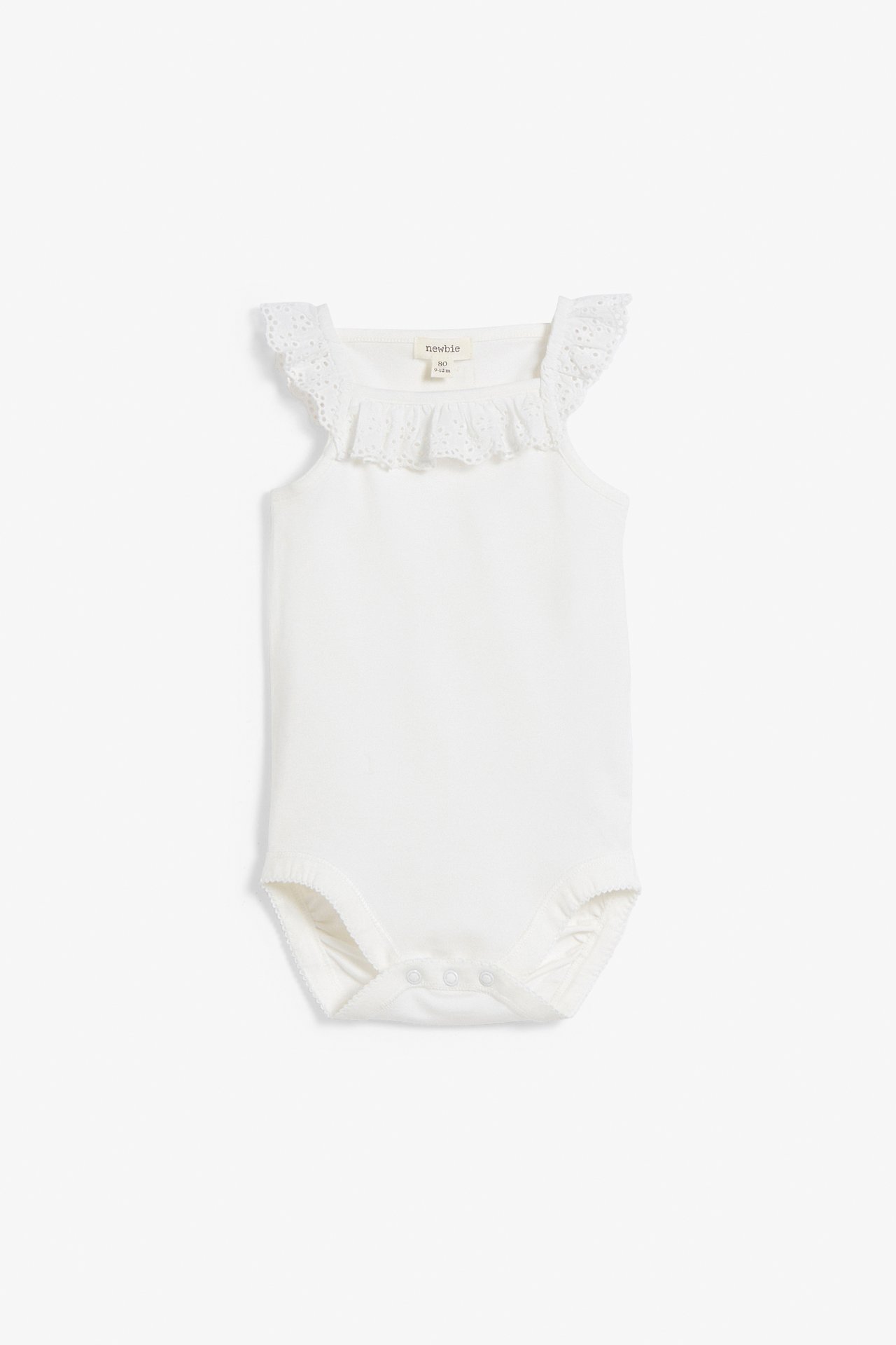 Hihaton body, jossa on röyhelöt - Luonnonvalkoinen - 2