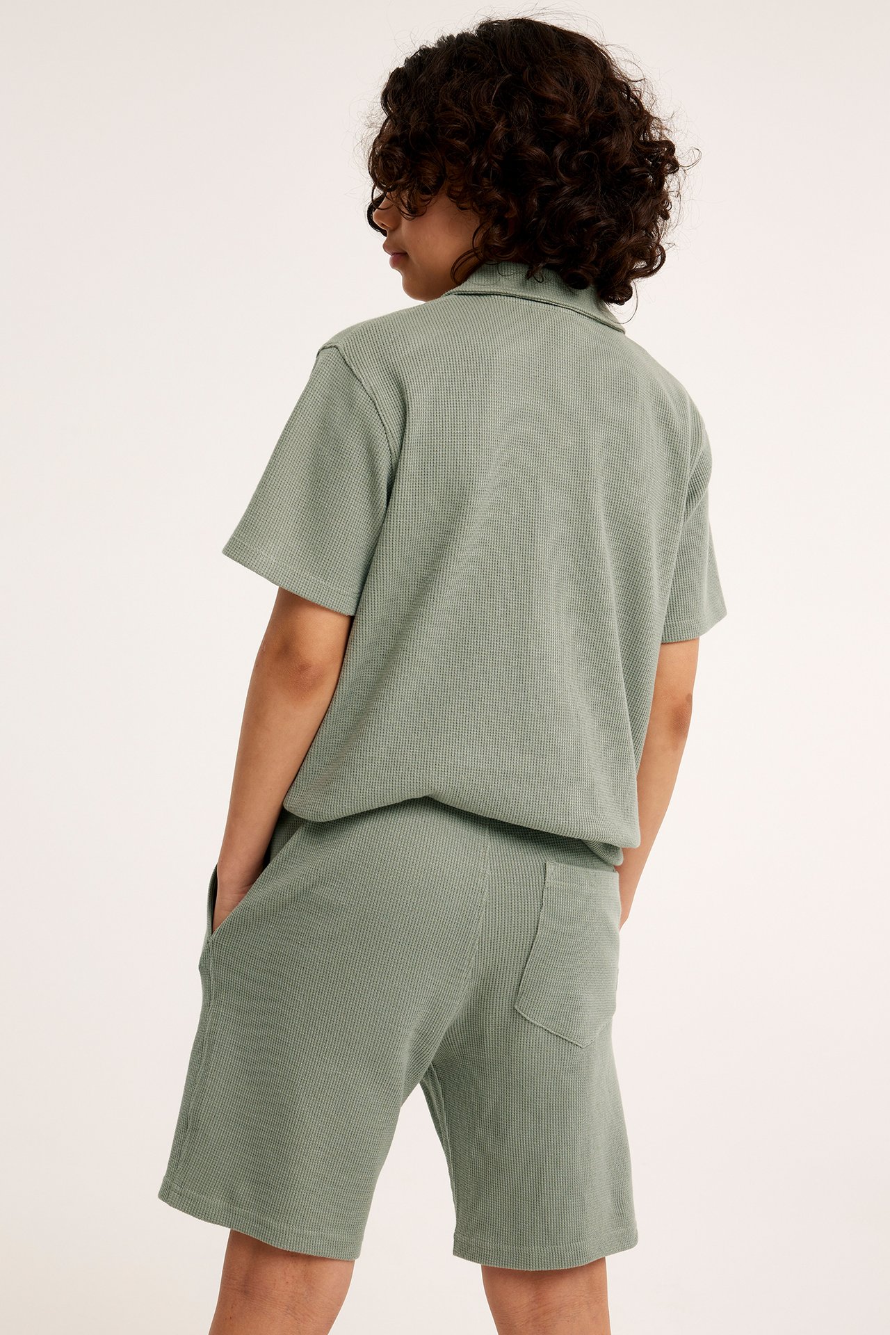 Våfflade shorts - Grön - 3