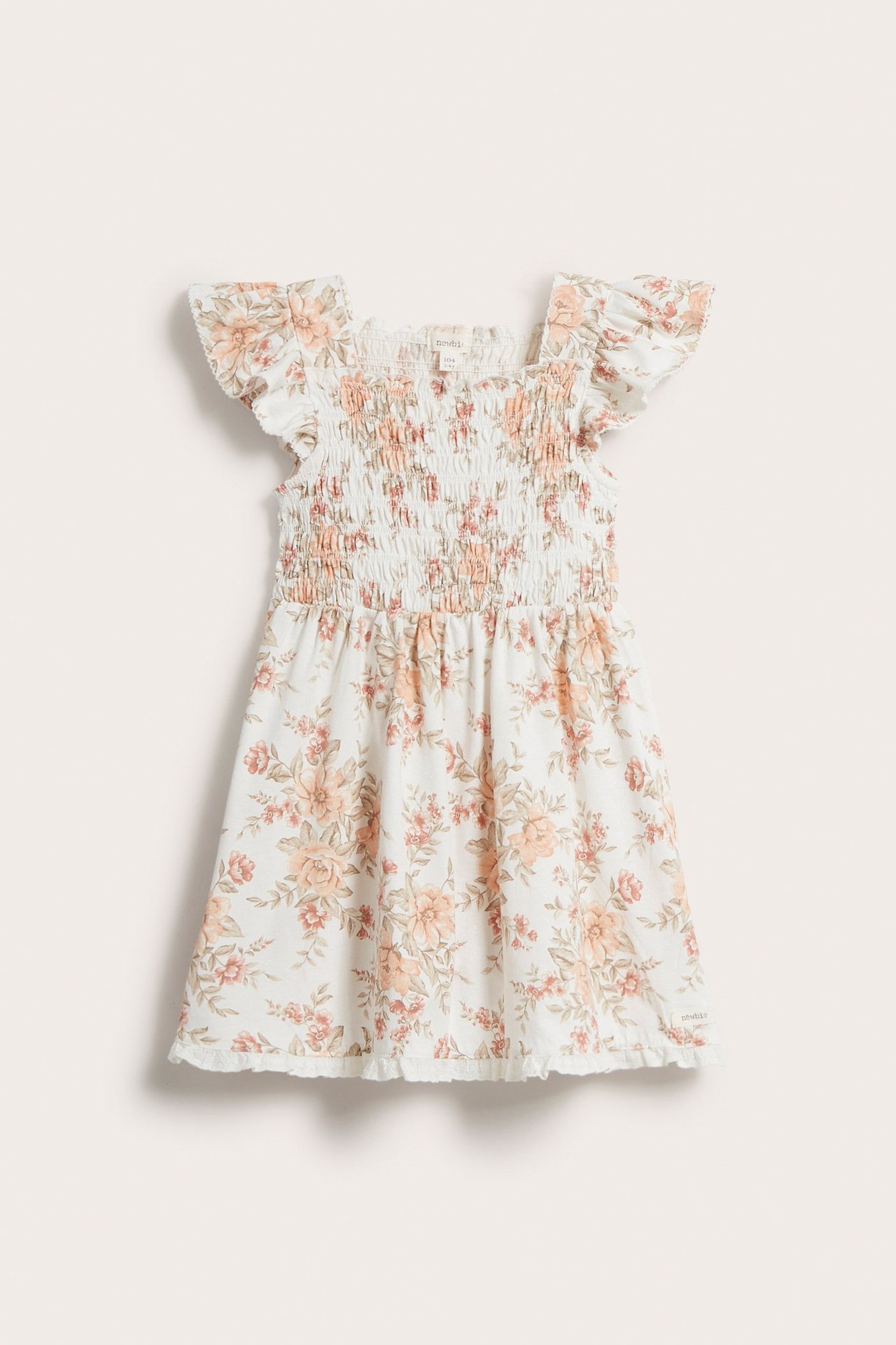 Blomstrete kjole med volanger Offwhite - null - 0