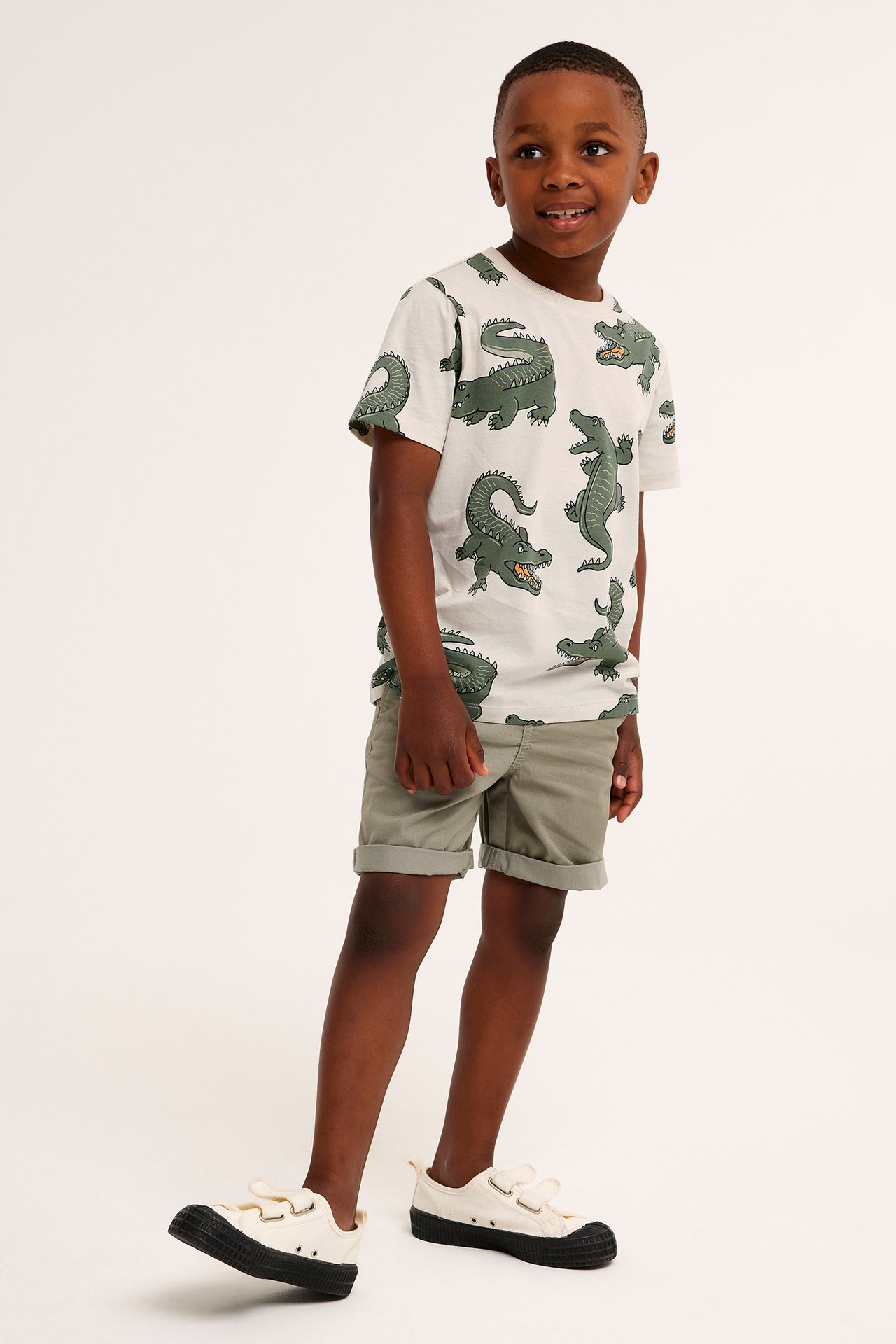 T-shirt med krokodiler - Ljusbeige - 2