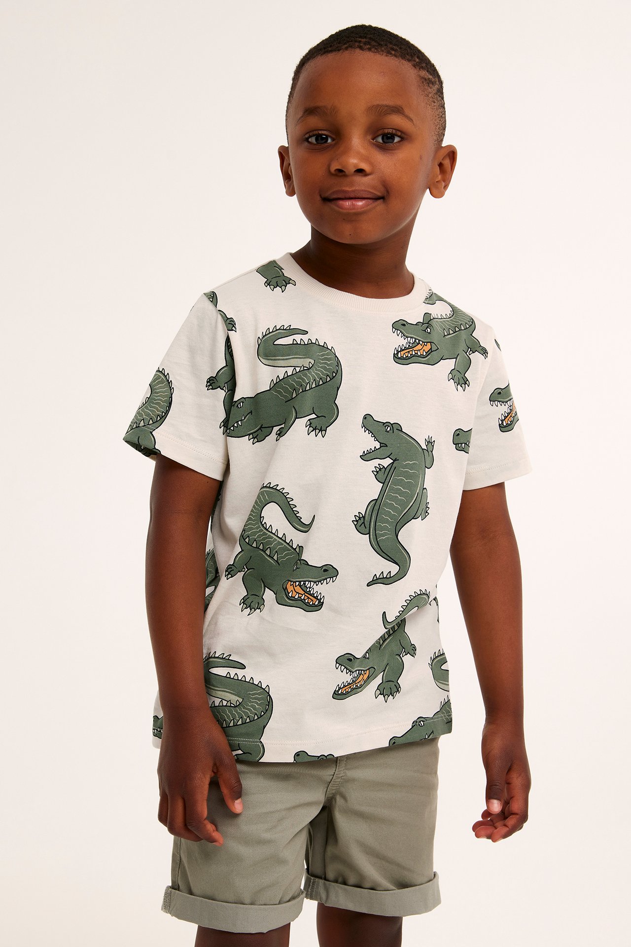T-shirt med krokodiler - Ljusbeige - 4