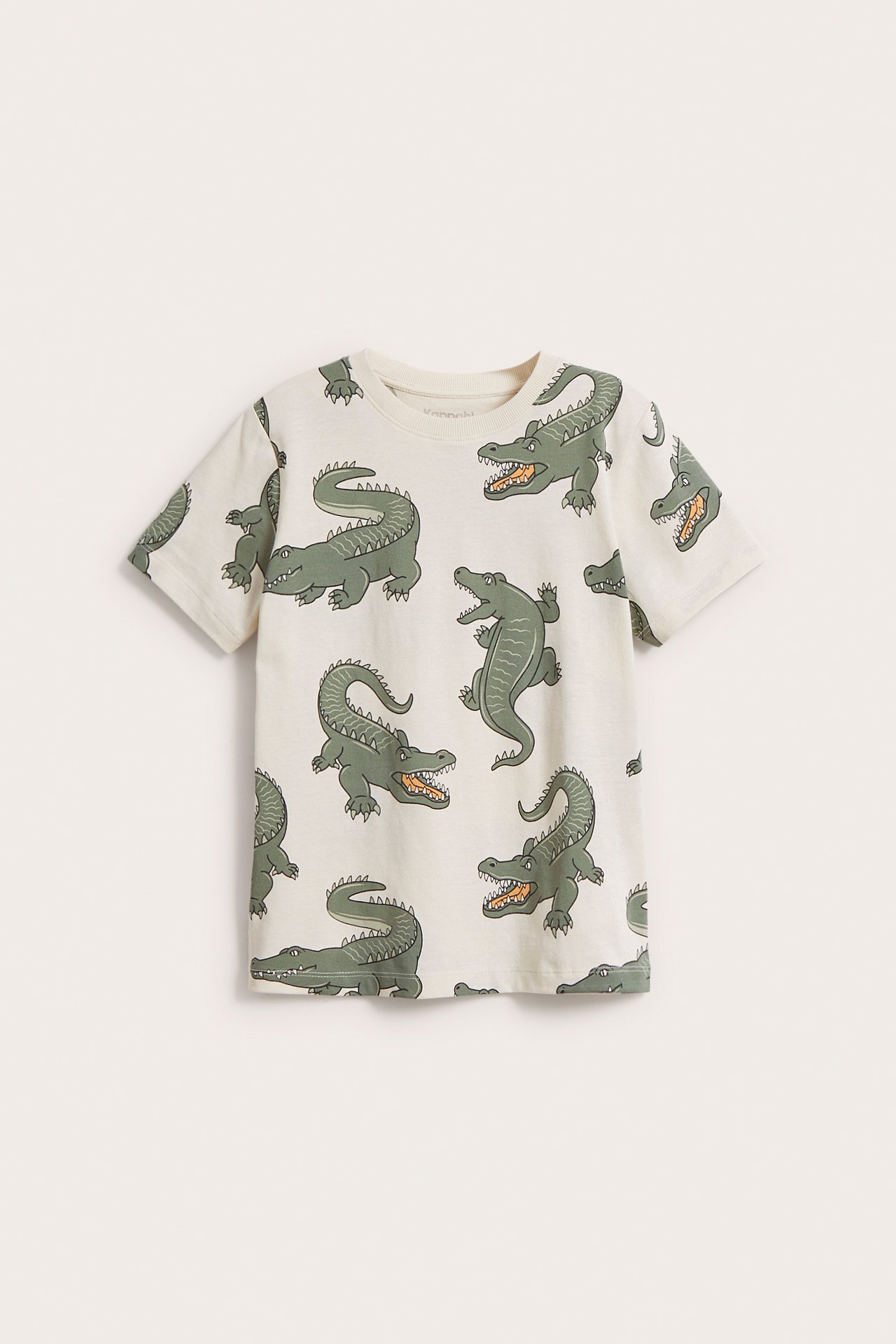 T-shirt w krokodyle - Jasnobeżowy - 7
