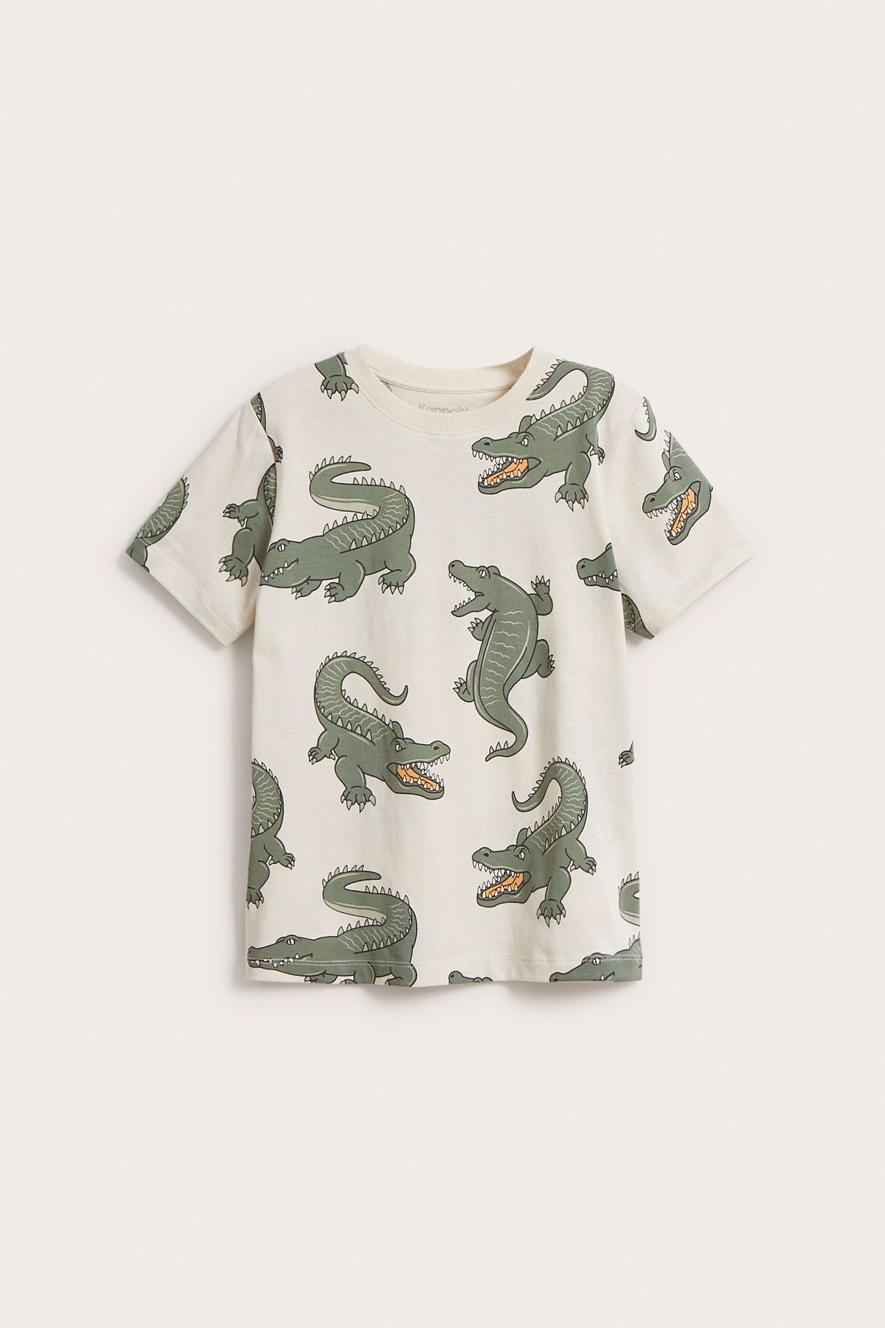 T-shirt med krokodiler - Ljusbeige - 7