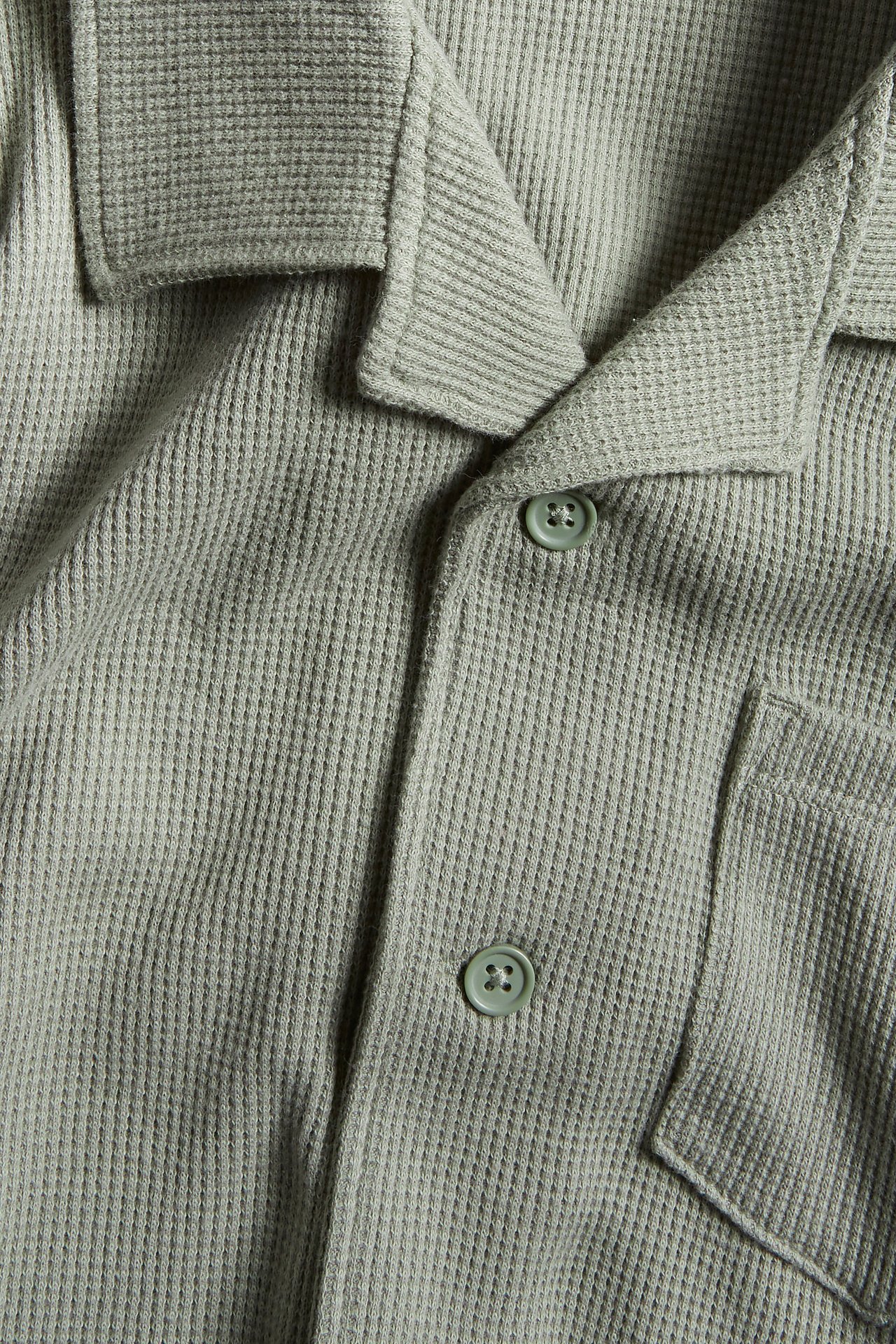 Koszula z krótkimi rękawami, z materiału o strukturze wafla - Zielony - 4